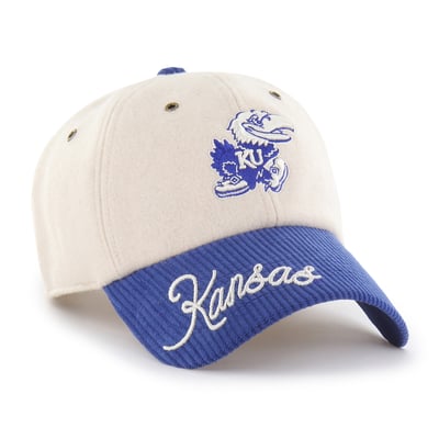 Kansas Jayhawks '47 Women's Rope Script Clean Up Adjustable Hat - Cream/Royal