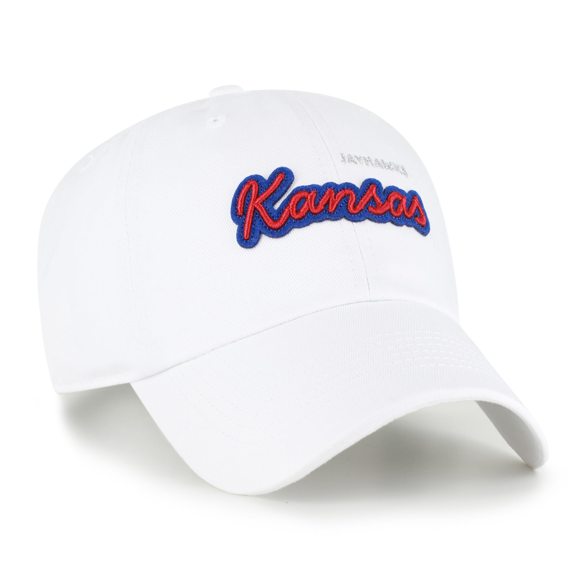 Women's '47 White Kansas Jayhawks Trendy Script Clean Up Adjustable Hat