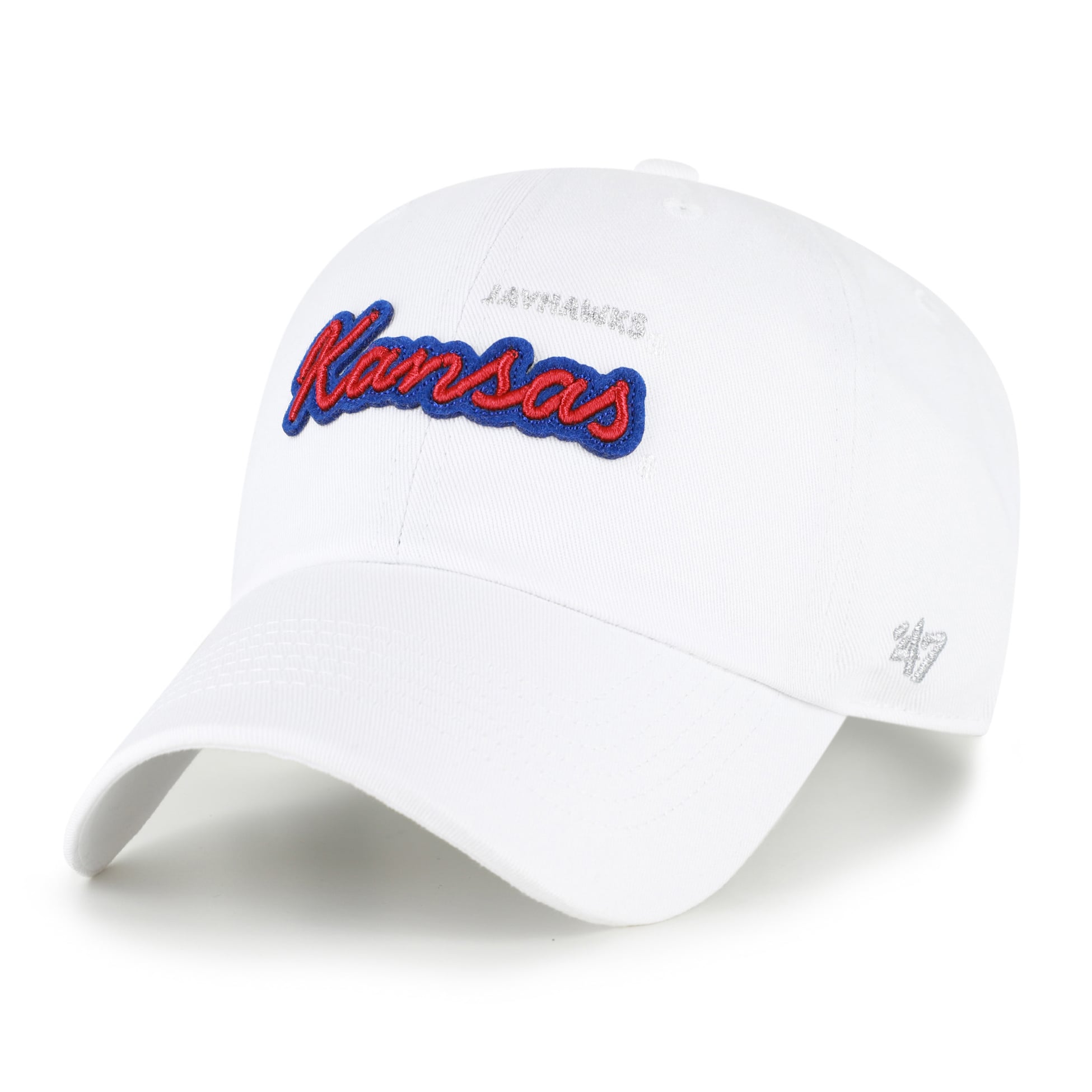 Women's '47 White Kansas Jayhawks Trendy Script Clean Up Adjustable Hat