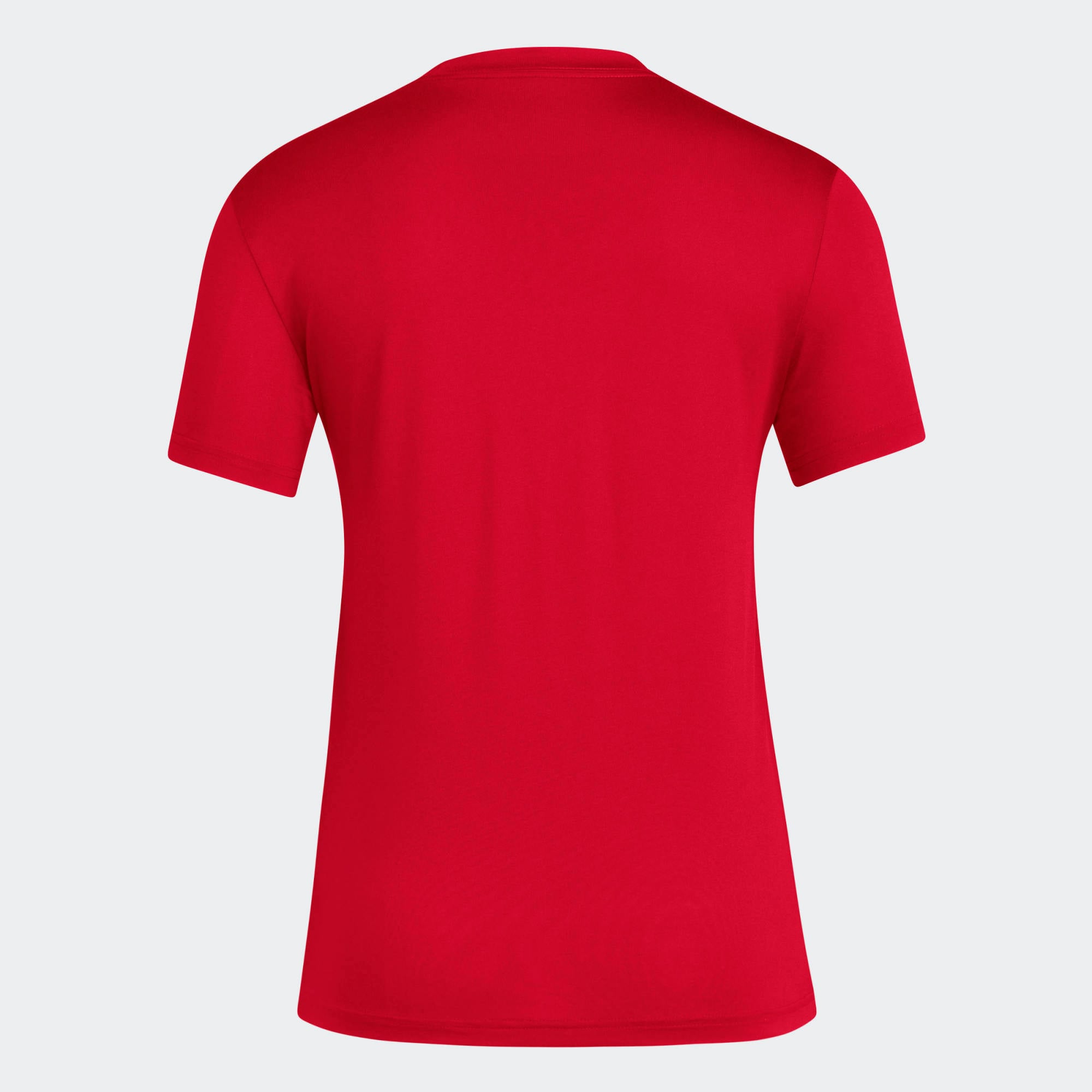 T-shirt d'avant-match adidas rouge Kansas Jayhawks pour femmes, avec slogan de vestiaire