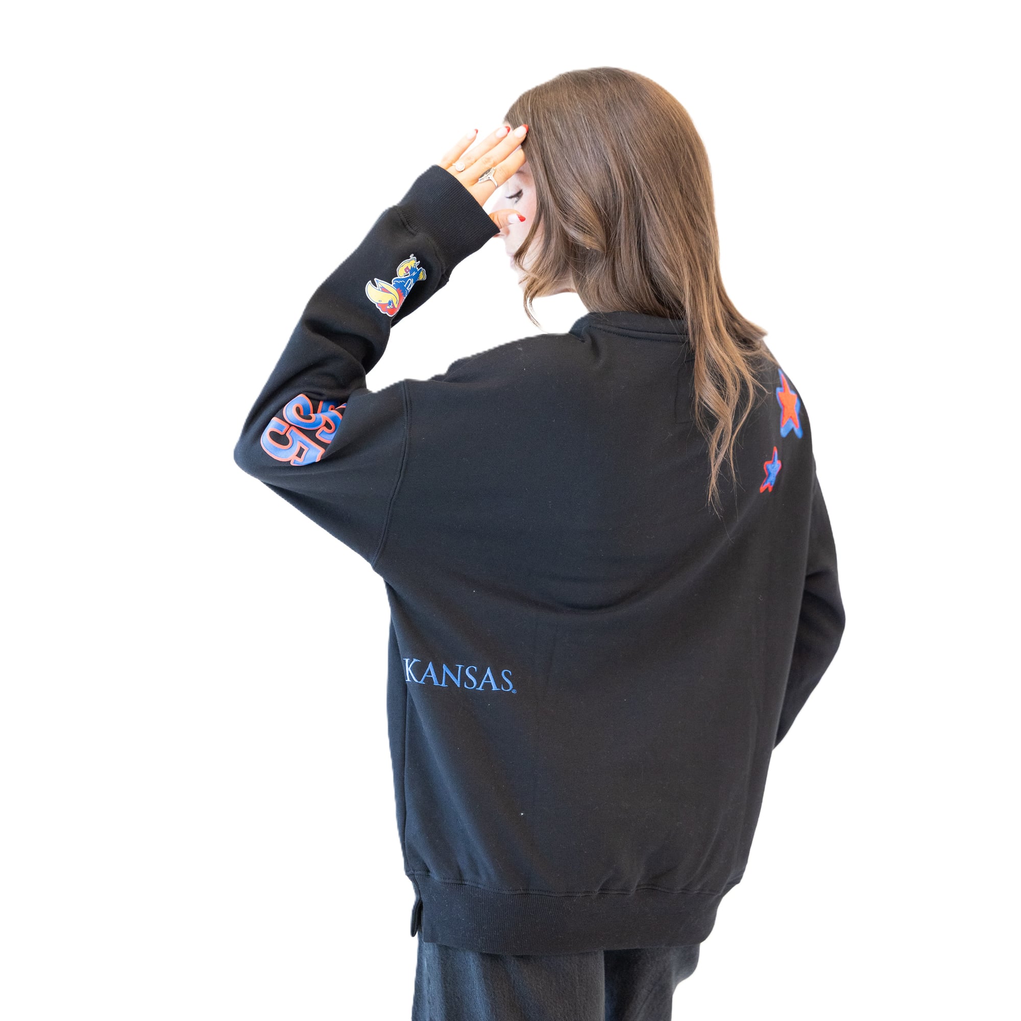 Sweat-shirt à col montant noir écusson Kansas Jayhawks pour femmes, collection Gameday Social