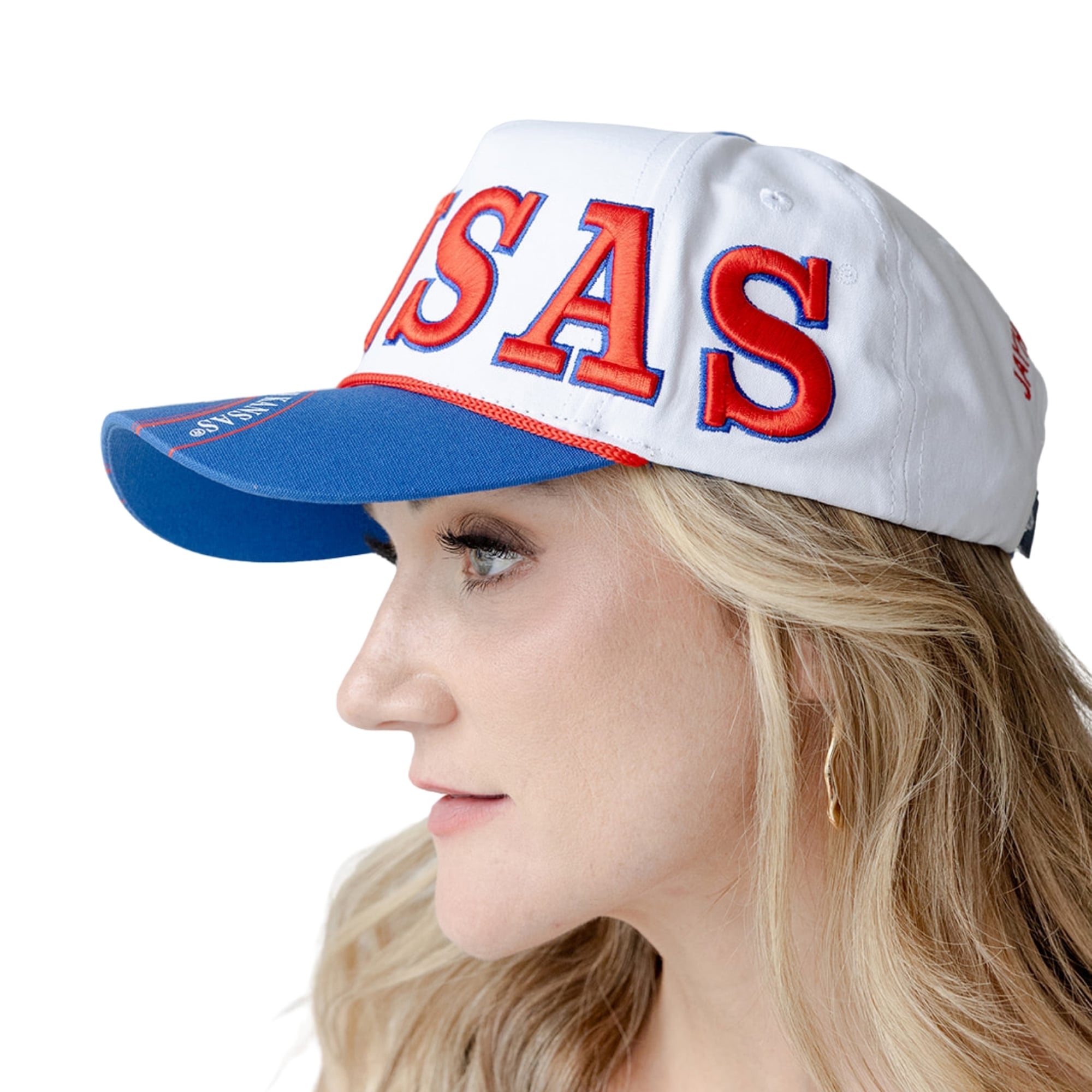 Women's Gameday Social  White/Royal Kansas Jayhawks Five-Panel Rope Away Adjustable Hat