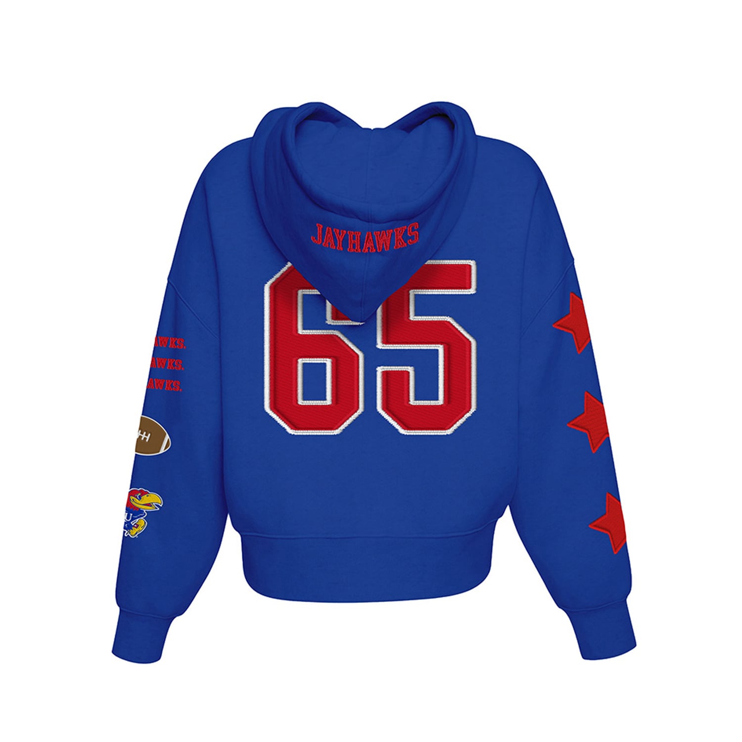 Sweat à capuche court Hype and Vice Royal Kansas Jayhawks pour femmes