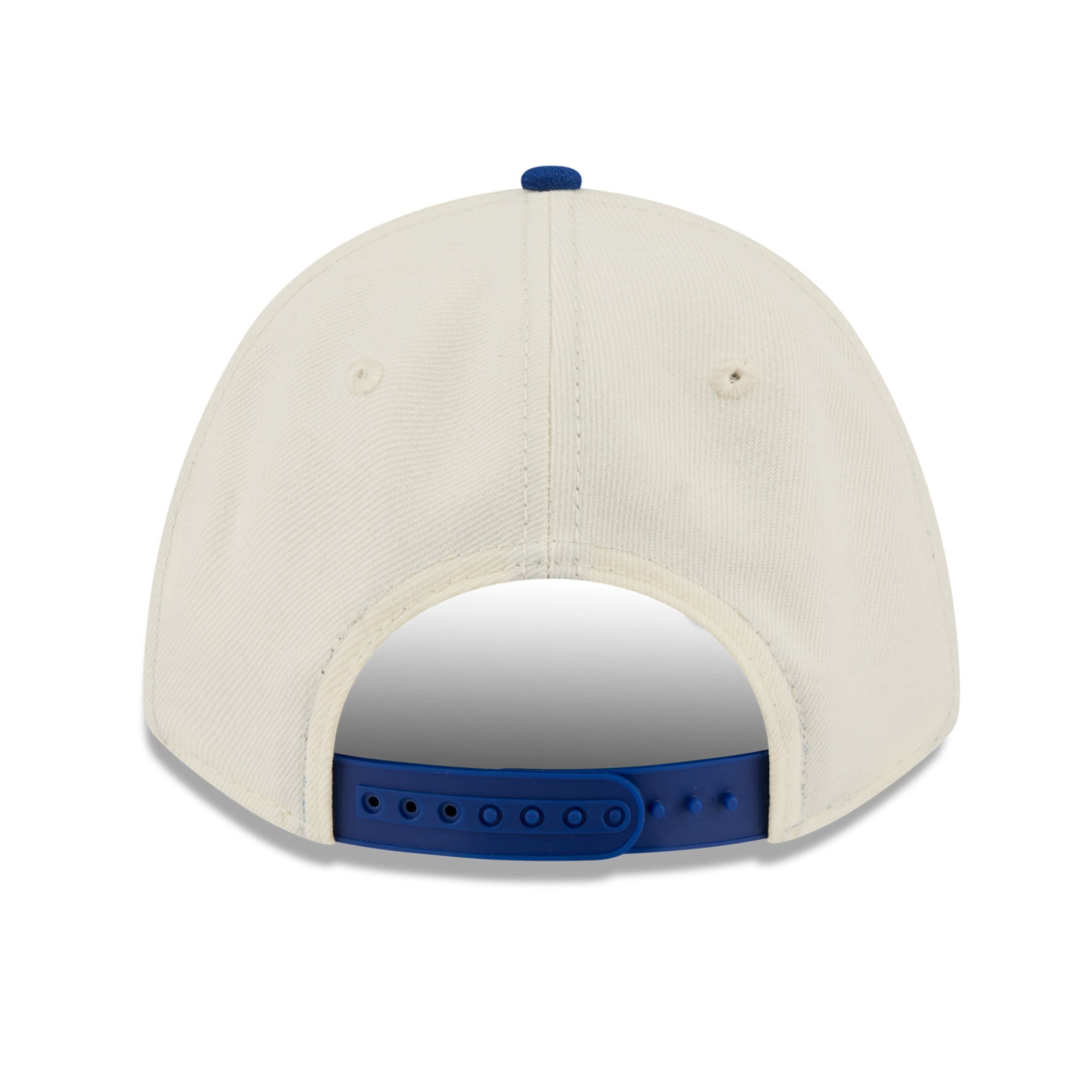 Casquette ajustable New Era pour femme, blanche et bleue, Kansas Jayhawks, modèle 9FORTY A-Frame.