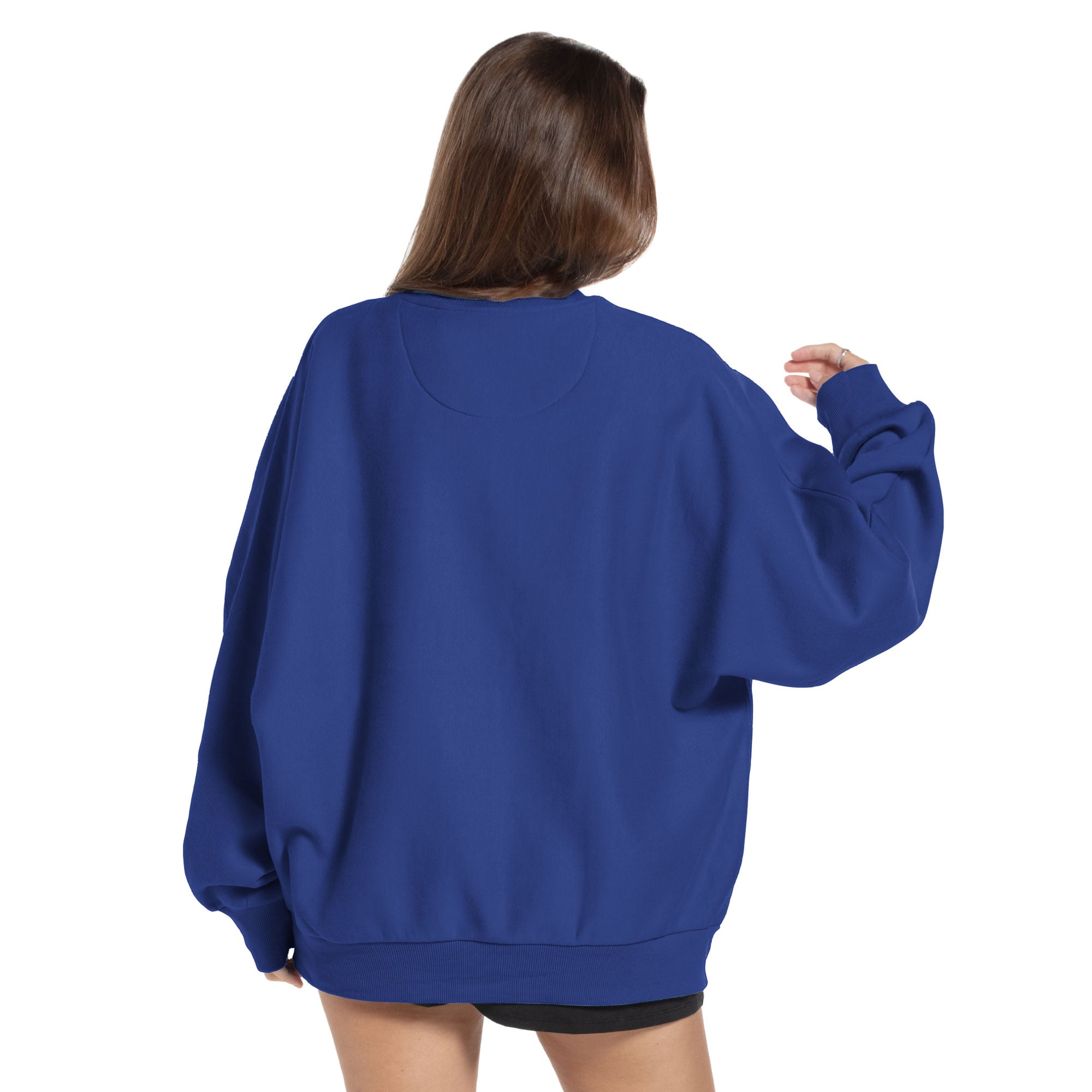 Women's Pressbox  Royal Kansas Jayhawks Flannigan Oversized Dolman Pullover Sweatshirt