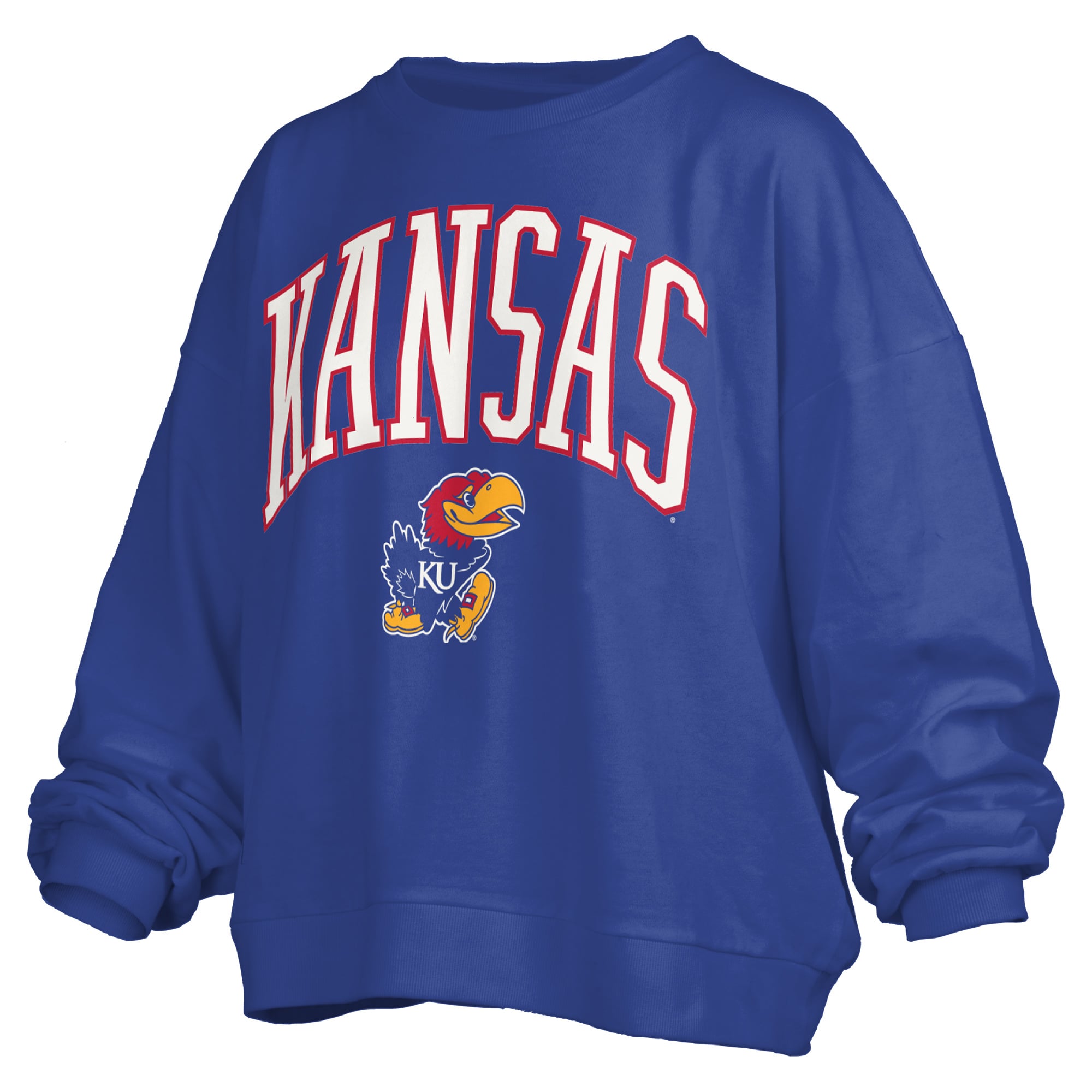 Sweat-shirt polaire surdimensionné pour femme Pressbox Royal Kansas Jayhawks Janise Arch Over Logo