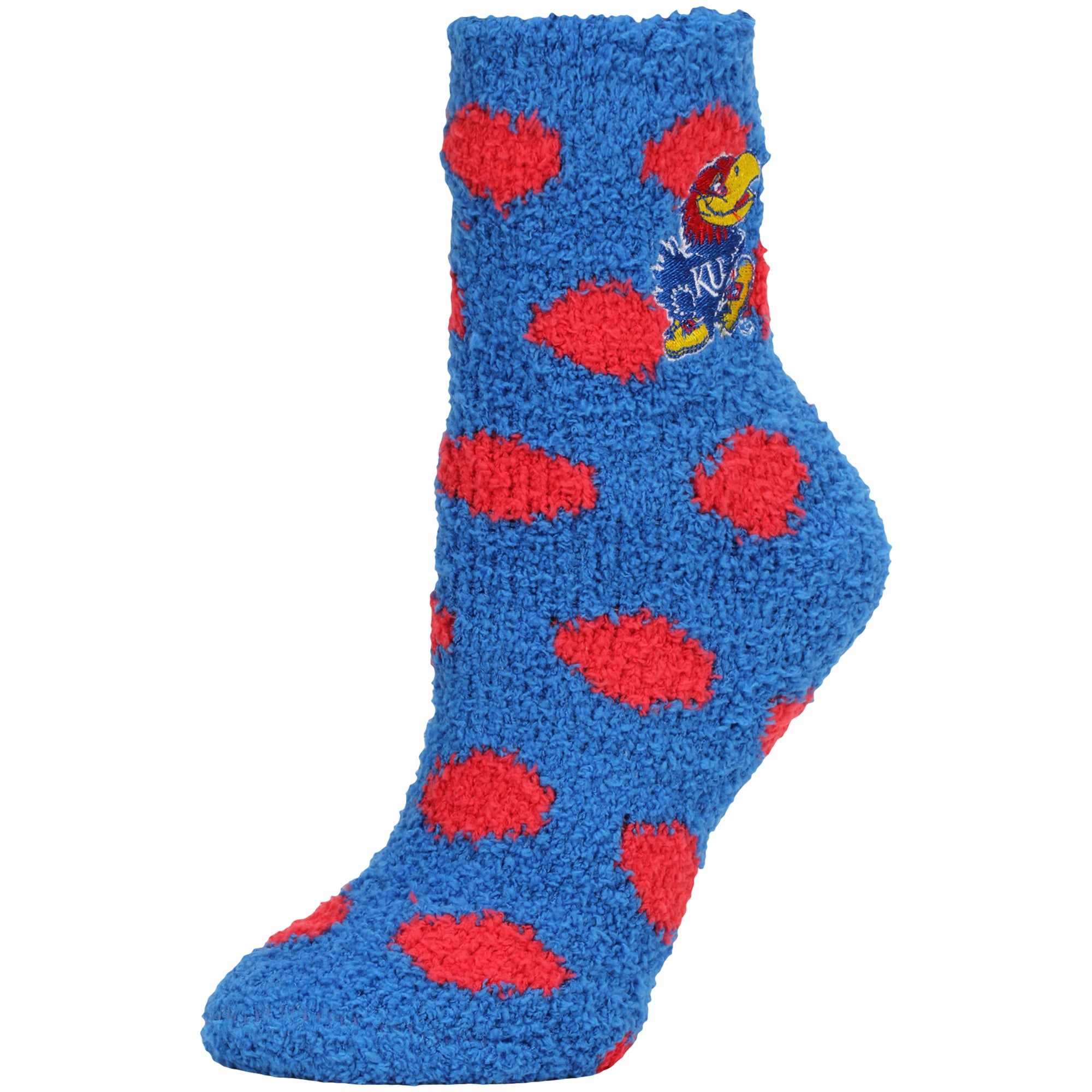 Chaussettes à pois en peluche ZooZatz Kansas Jayhawks pour femmes