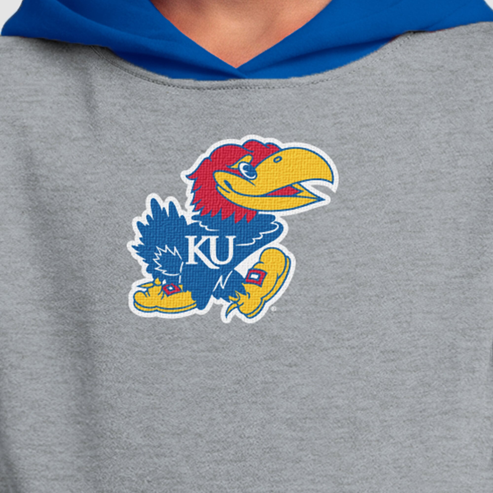 Youth Champion Heather Gray Kansas Jayhawks Fleece Hoodie