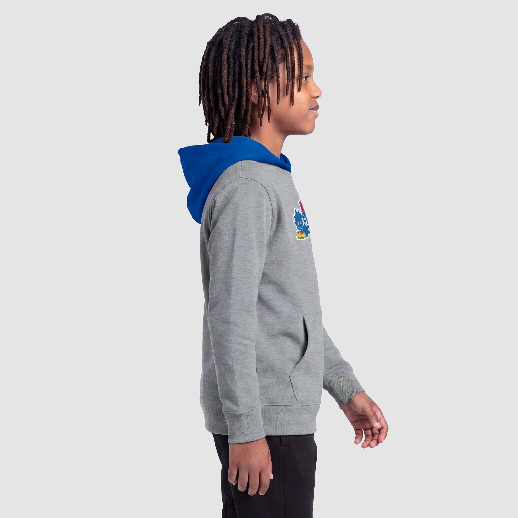 Youth Champion Heather Gray Kansas Jayhawks Fleece Hoodie