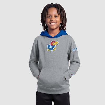  Kansas Jayhawks Champion Youth Fleece Hoodie - Heather Gray