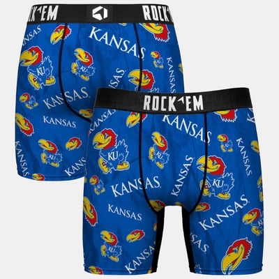  Kansas Jayhawks Rock Em Youth All Over Logo Boxer Briefs - Royal
