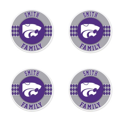 Kansas State Wildcats 4" Personalized Circular Coasters 4-Pack Set