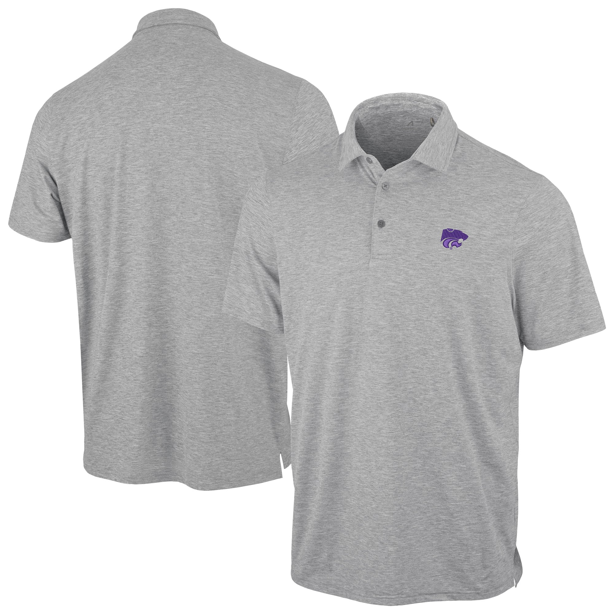 Men's Antigua Heather Gray Kansas State Wildcats Static Polo