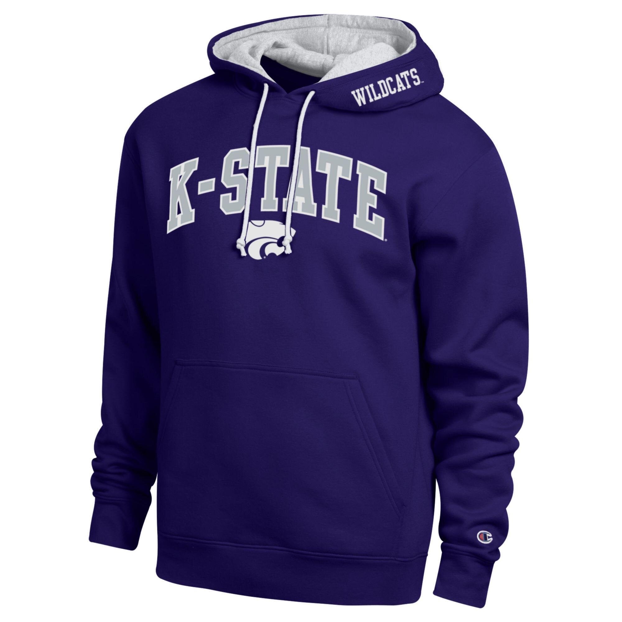 Men's Champion Purple Kansas State Wildcats Arch Tackle Twill Hoodie