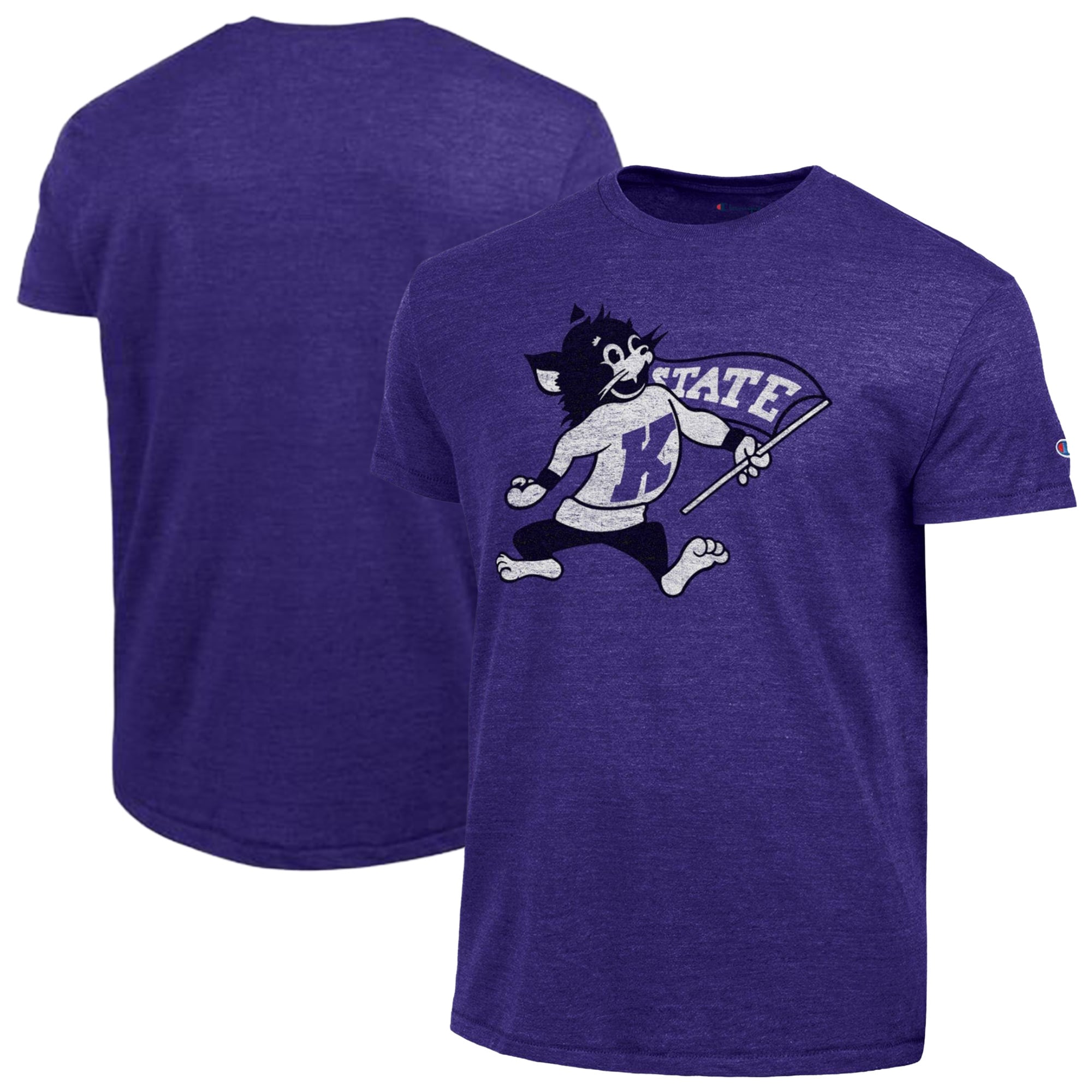 T-shirt Champion violet pour homme Kansas State Wildcats Vintage Triumph Tri-Blend