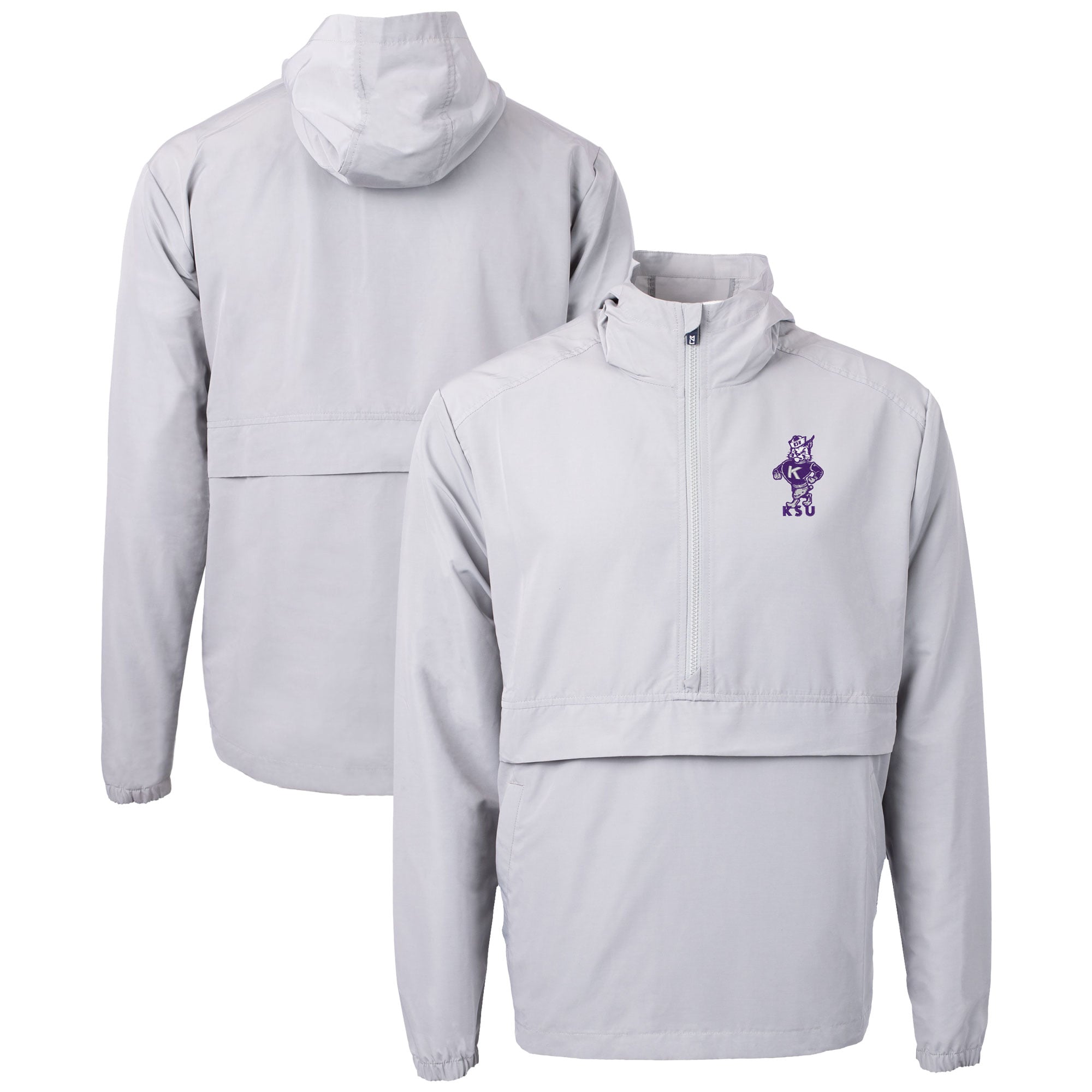 Men's Cutter & Buck  Gray Kansas State Wildcats Vault Charter Eco Recycled Half-Zip Anorak Jacket