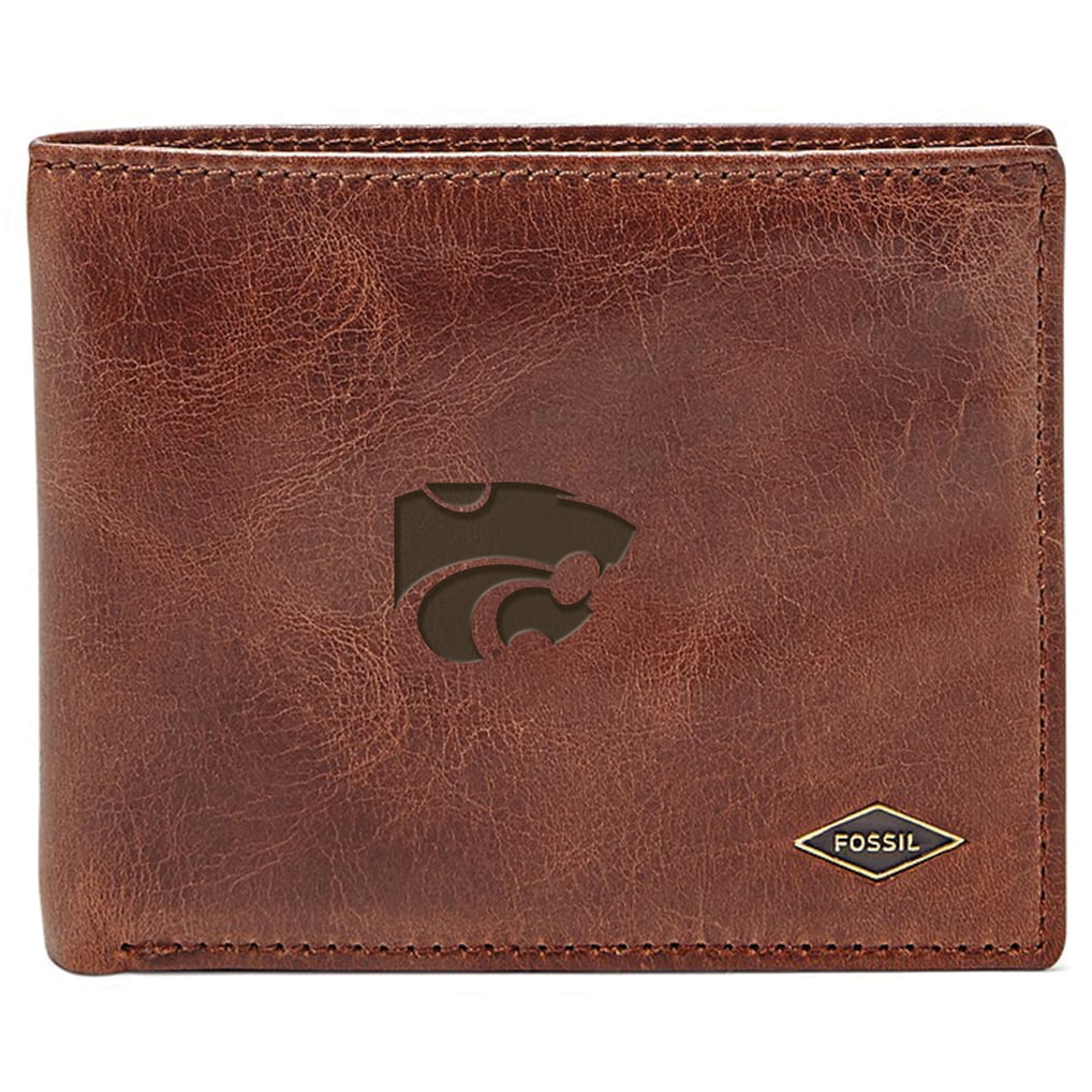 Men's Fossil Brown Kansas State Wildcats Leather Ryan RFID Flip ID ...