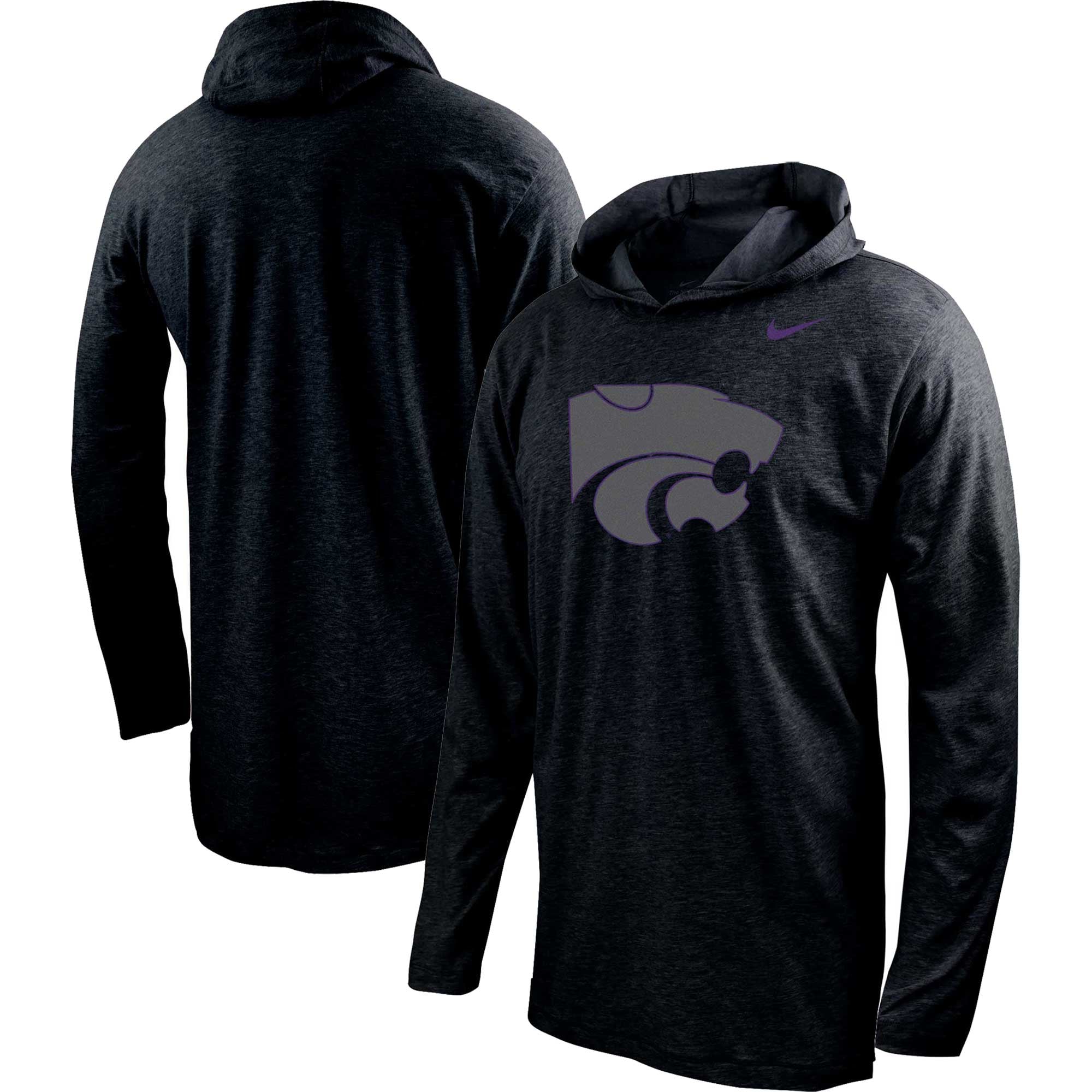 T-shirt à manches longues Nike Kansas State Wildcats Color Pop Performance pour homme Noir