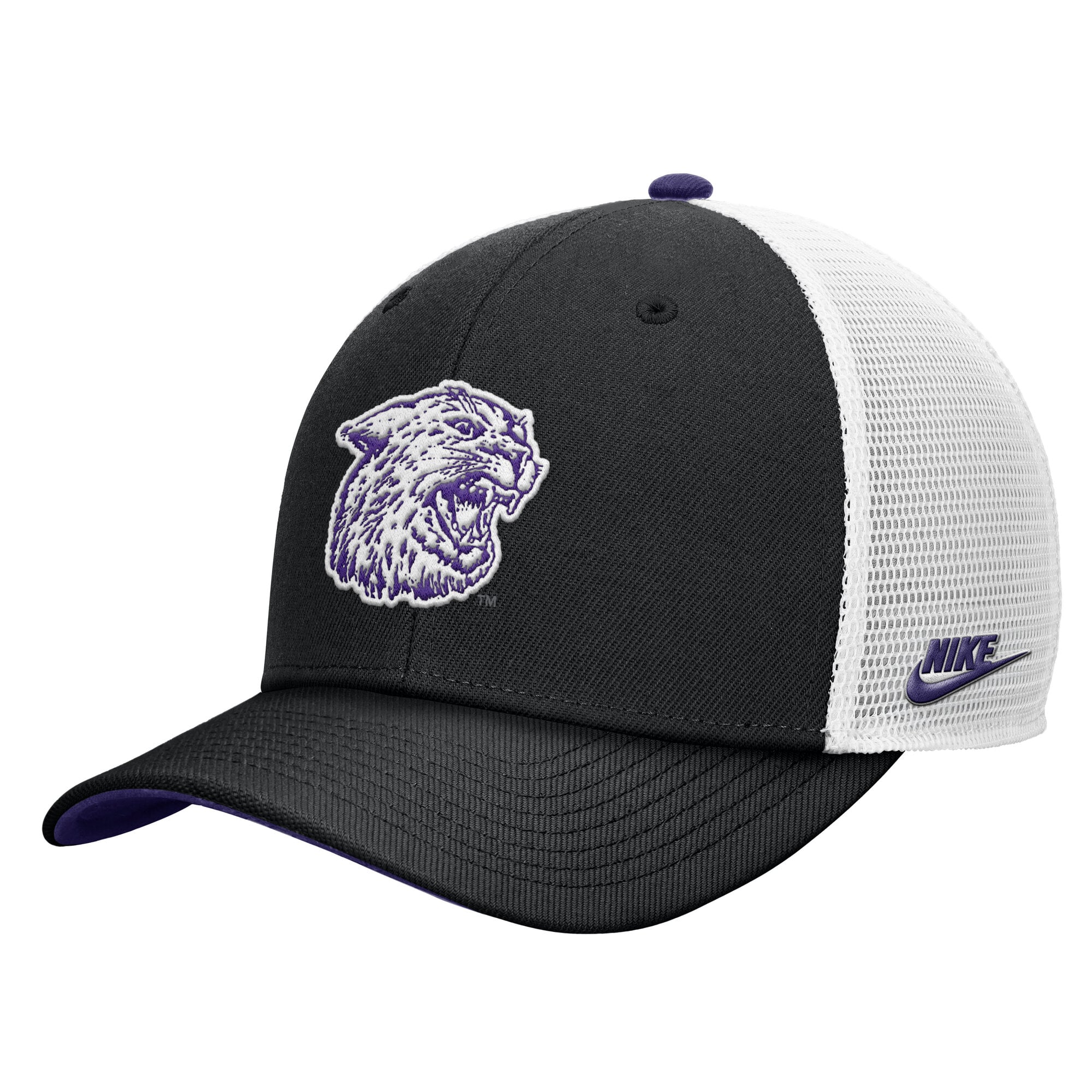 Casquette trucker ajustable Nike Kansas State Wildcats Legacy Mascot noire pour homme