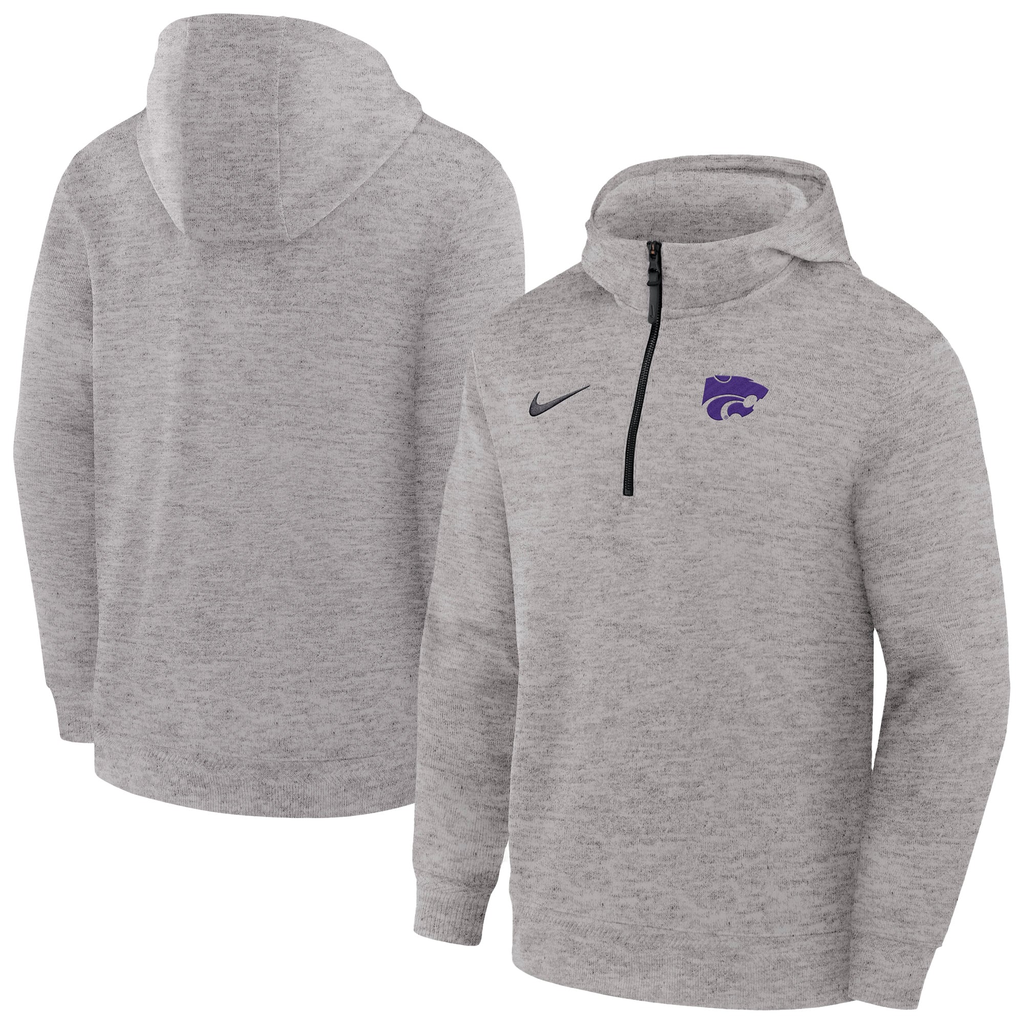 Men's Nike Gray Kansas State Wildcats Coaches Dri-FIT Half-Zip Hoodie