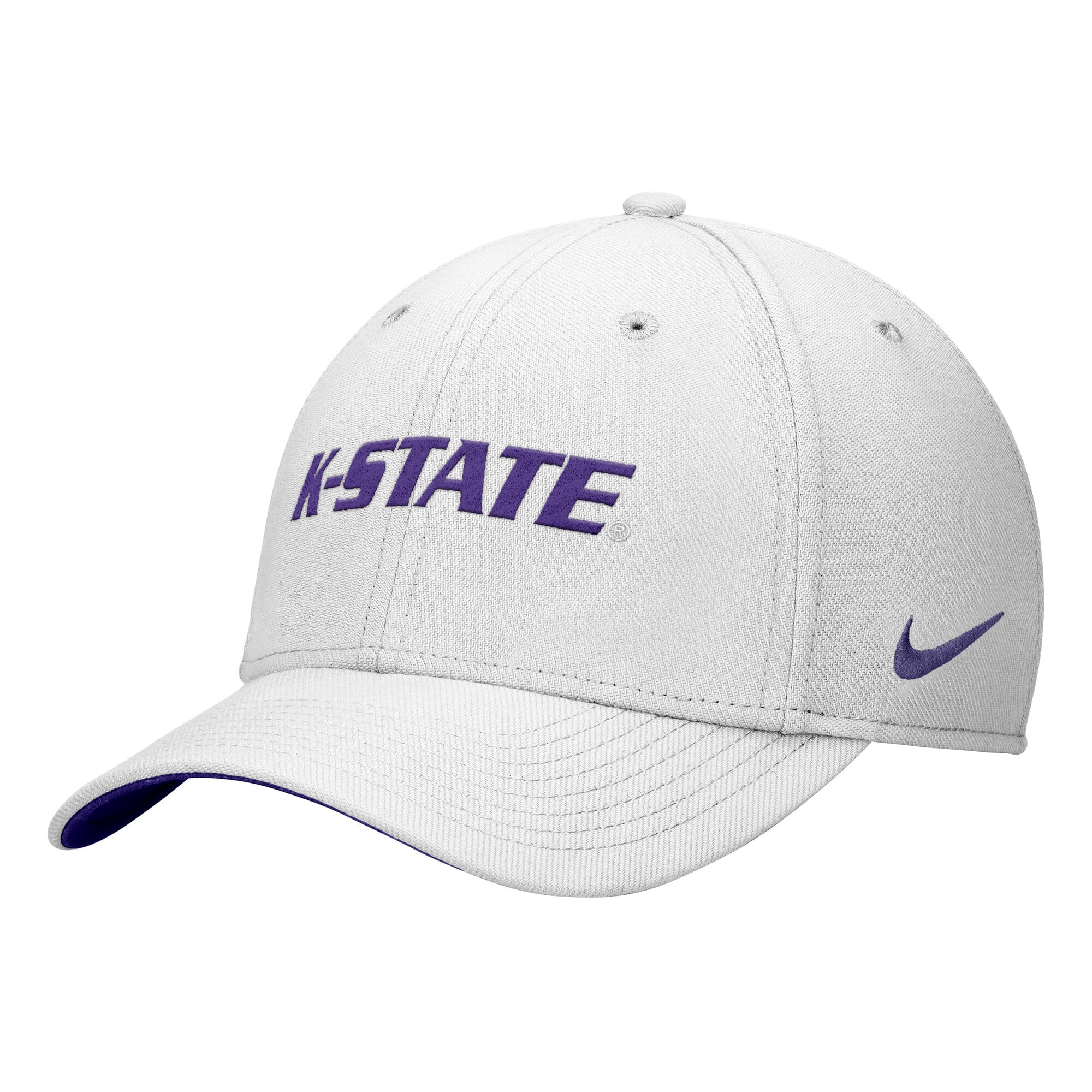 Casquette Nike blanche Kansas State Wildcats Primetime SwooshFlex Dri-FIT pour homme