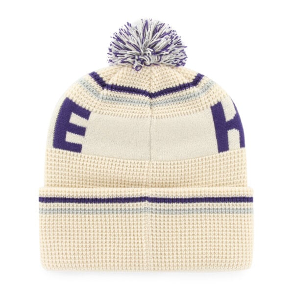 Bonnet unisexe '47 crème Kansas State Wildcats en maille gaufrée à revers avec pompon