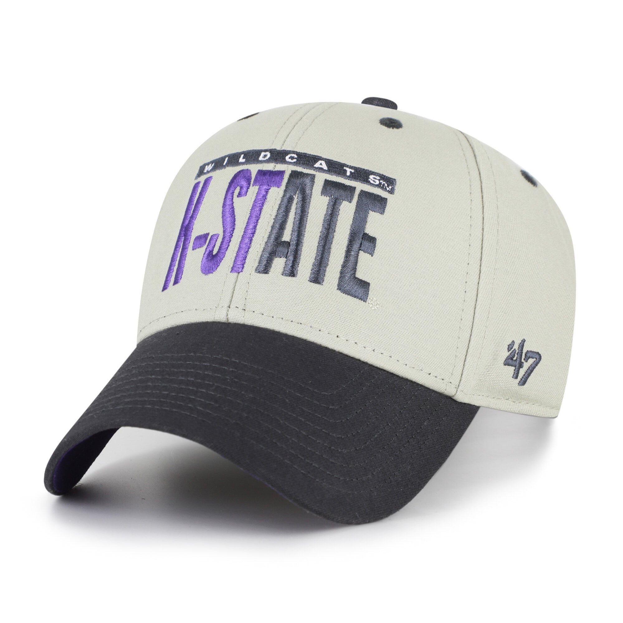 Casquette unisexe ajustable '47 grise/noire Kansas State Wildcats, inscription demi-bloc MVP