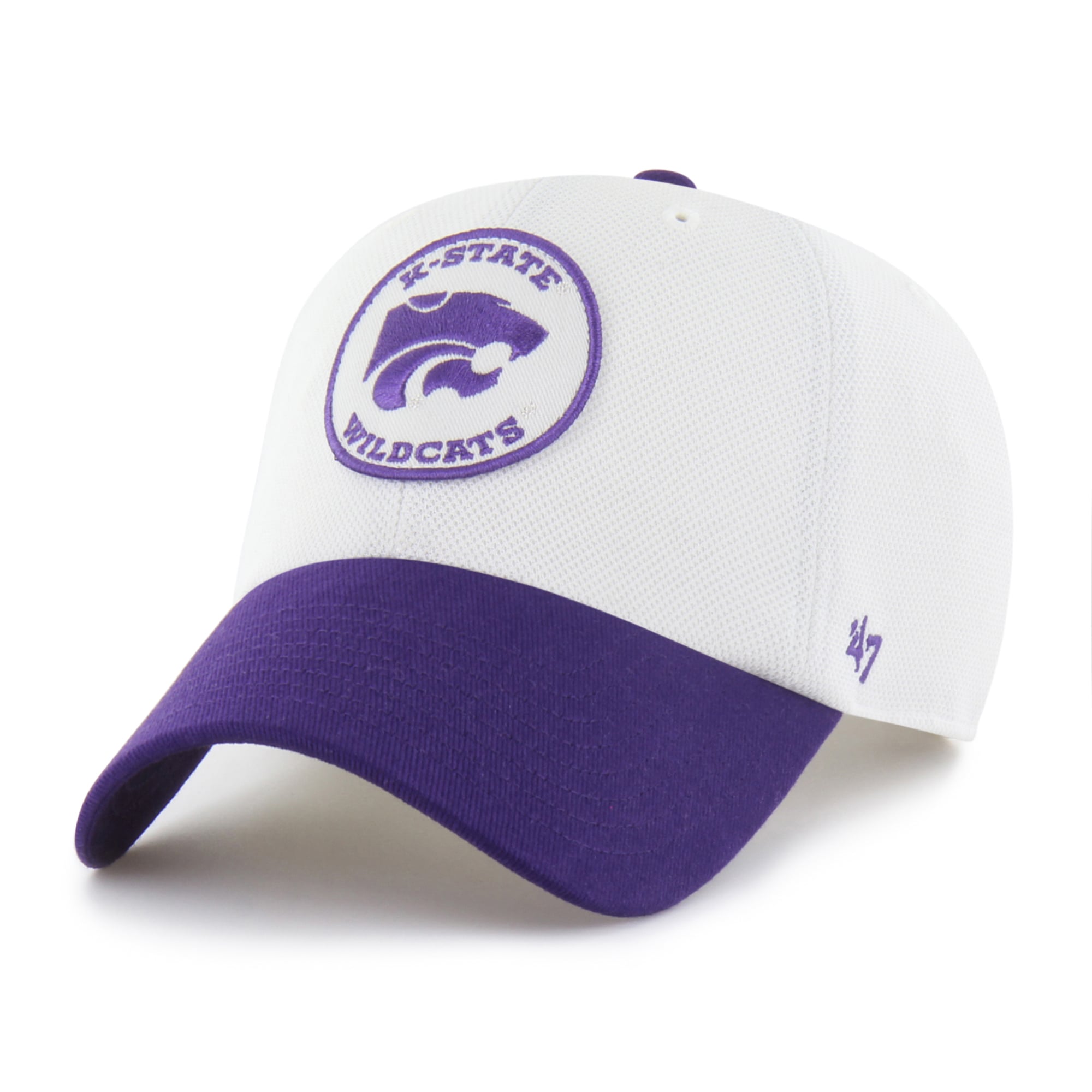 Unisex '47 White/Purple Kansas State Wildcats Pique Patch Clean Up Adjustable Hat