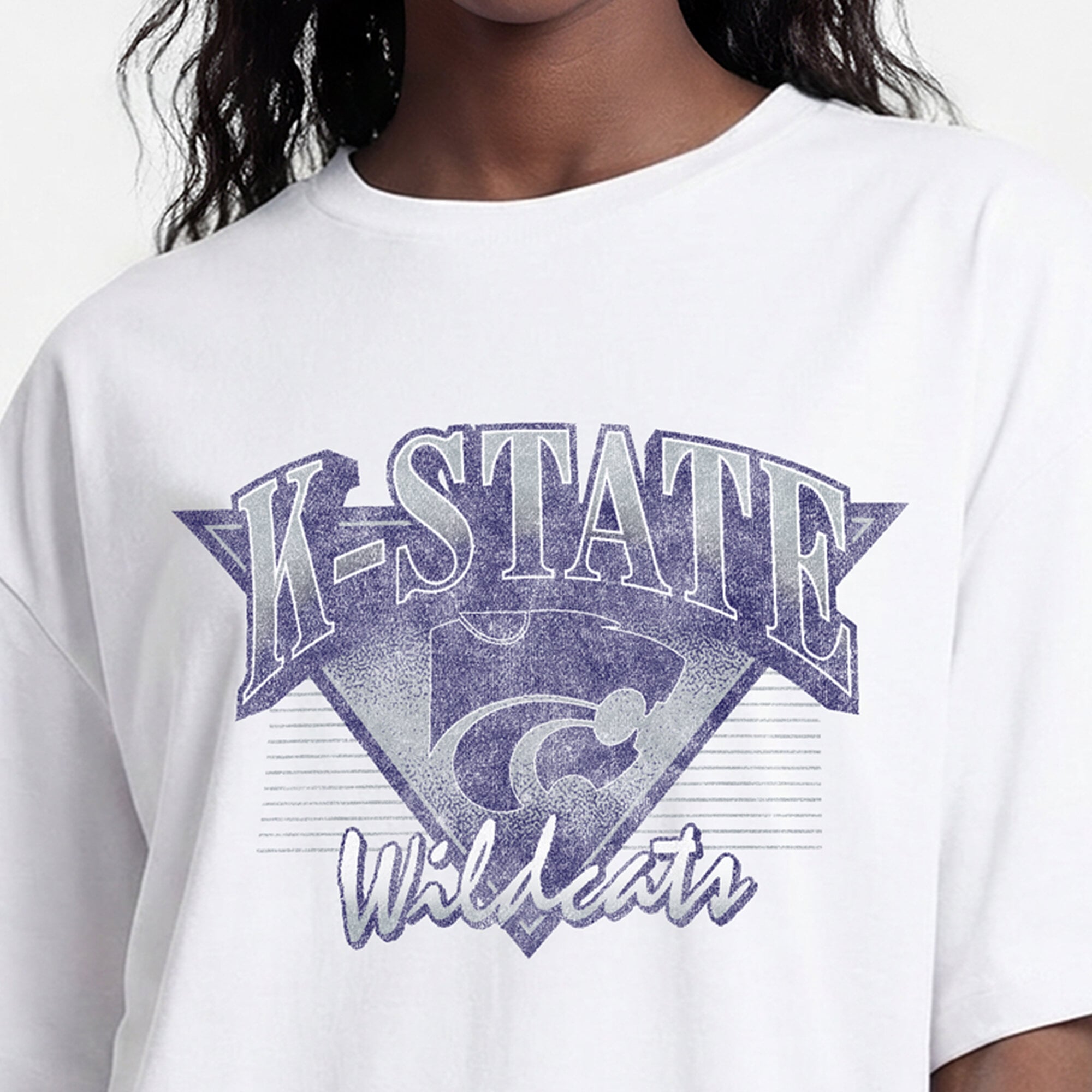 Women's Champion White Kansas State Wildcats Retro Oversized T-Shirt
