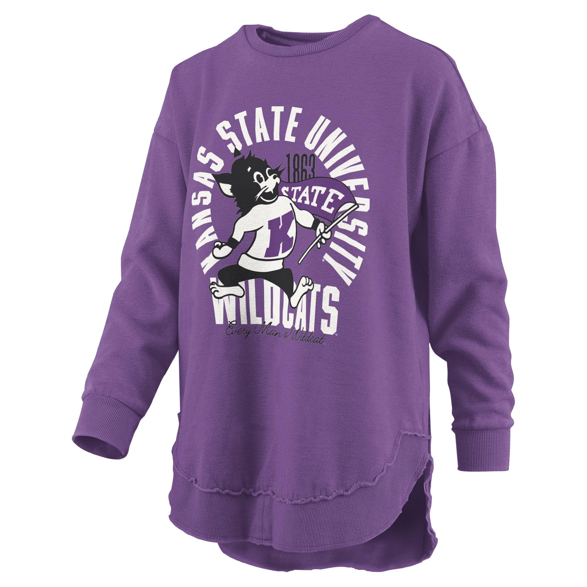 Sweat-shirt à col rond Pressbox violet pour femmes, modèle Blitz des Kansas State Wildcats.