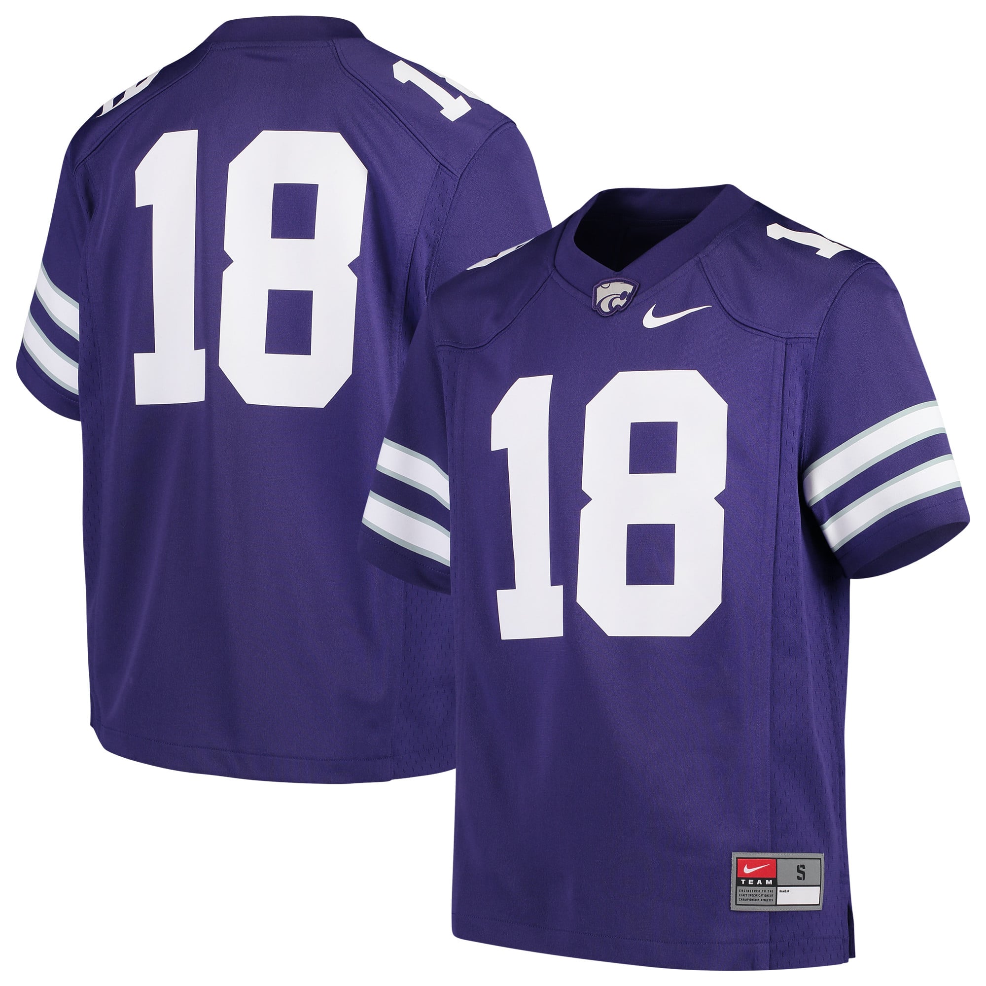 Youth Nike #18 Purple Kansas State Wildcats Team Replica Football
