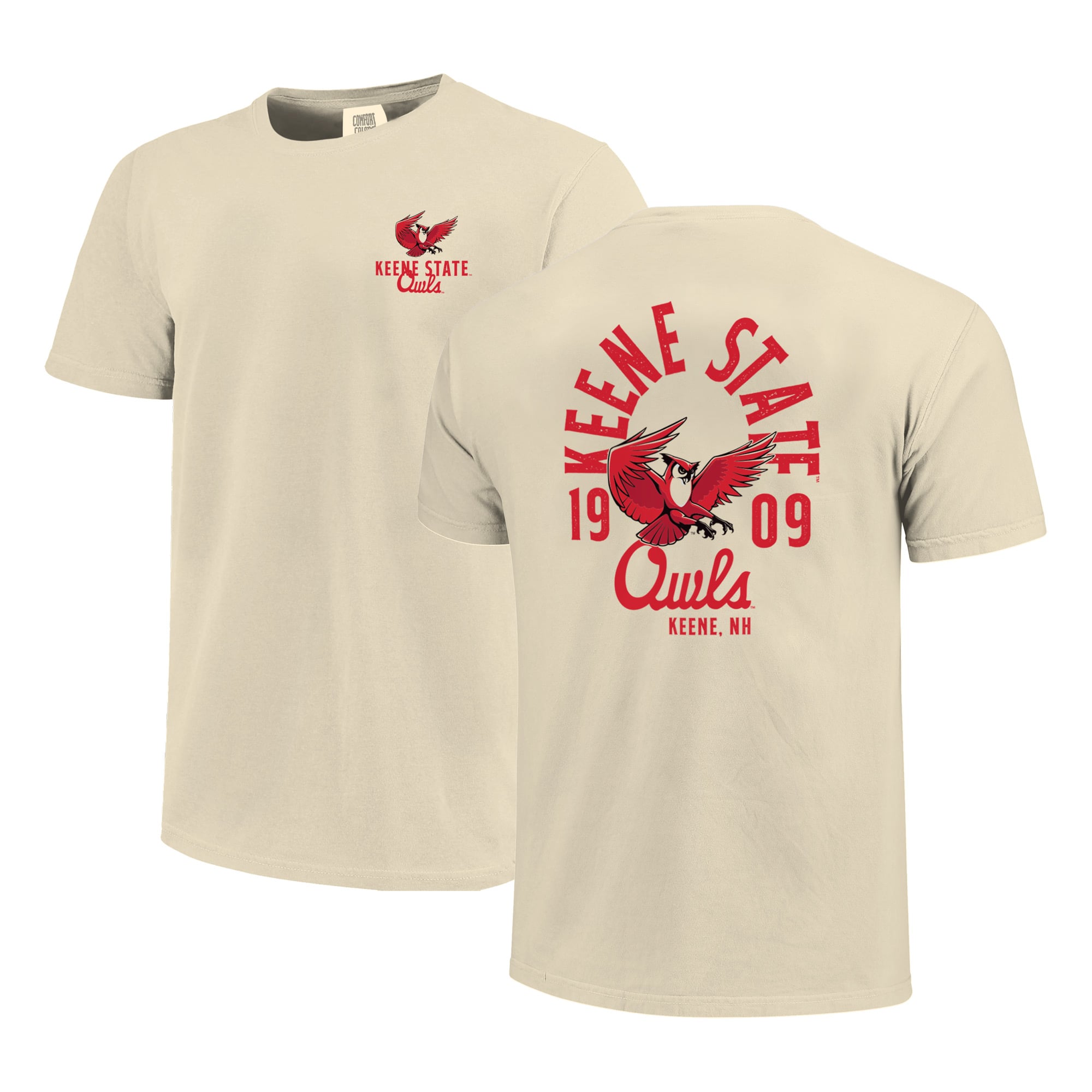 T-shirt crème pour homme avec motif mascotte des Owls de Keene State