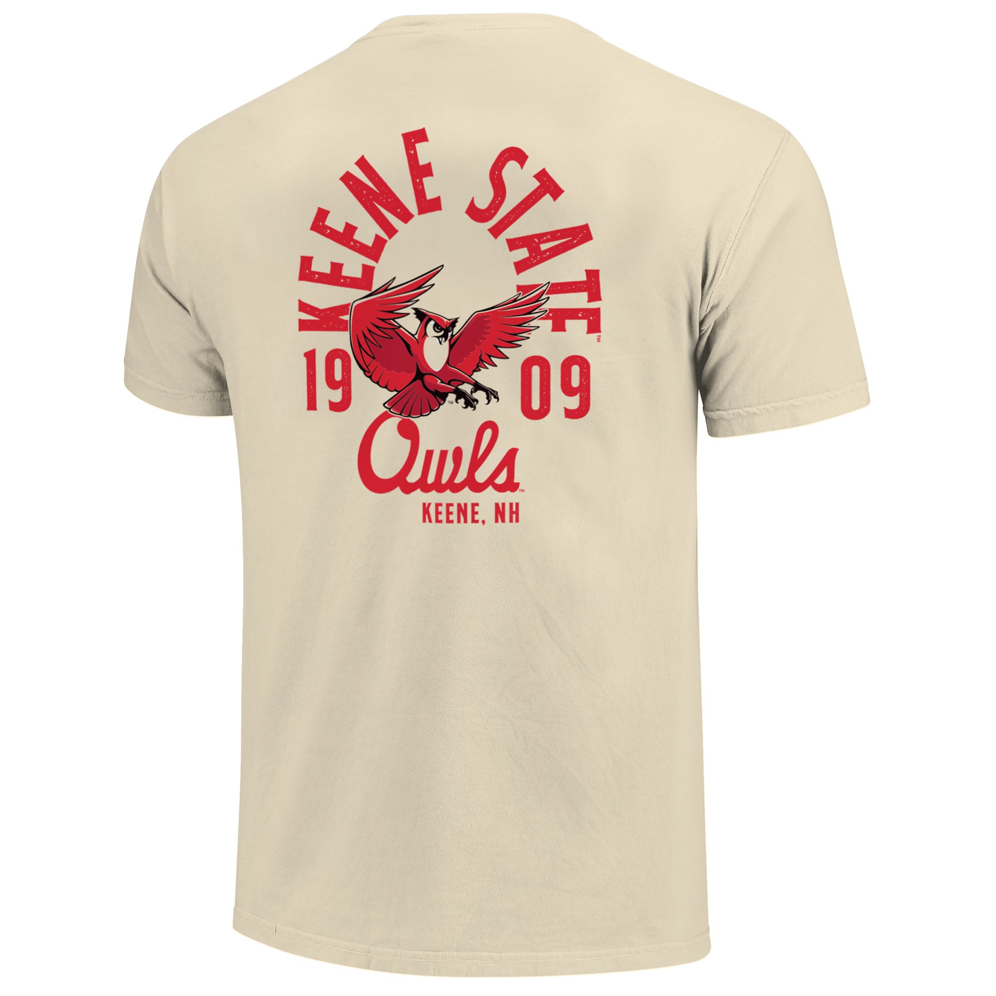 T-shirt crème pour homme avec motif mascotte des Owls de Keene State