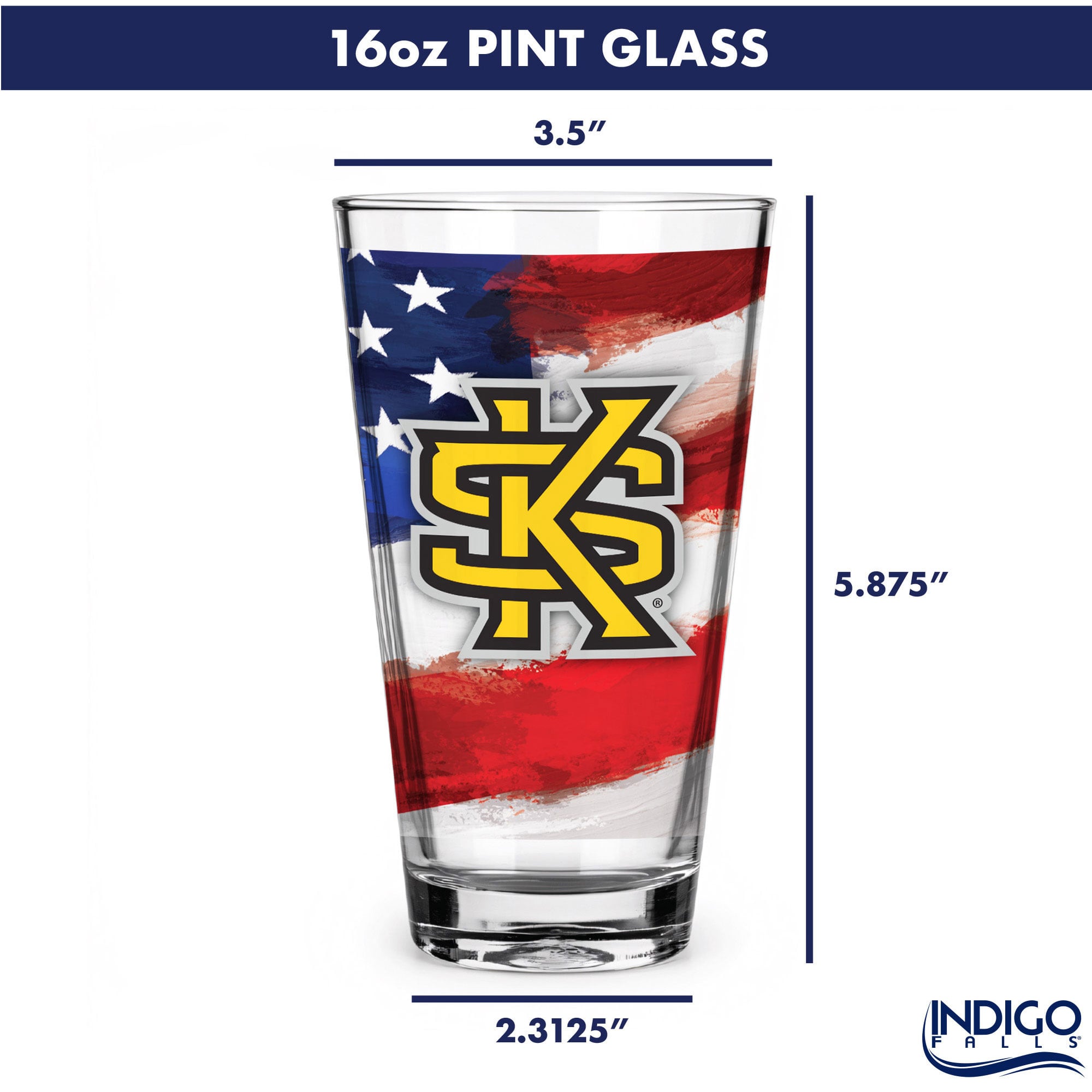Ensemble de deux verres à bière de style américain Kennesaw State Owls de 473 ml (16 oz).