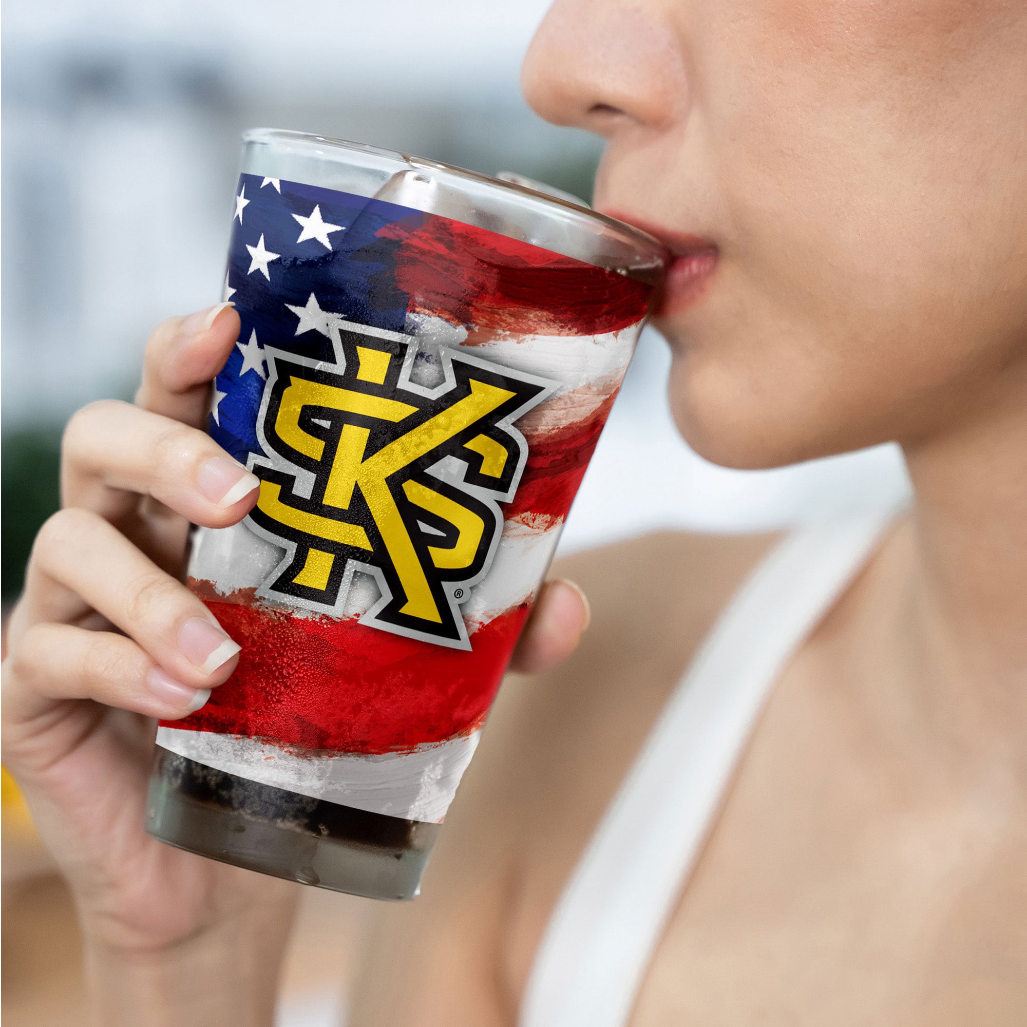 Ensemble de deux verres à bière de style américain Kennesaw State Owls de 473 ml (16 oz).