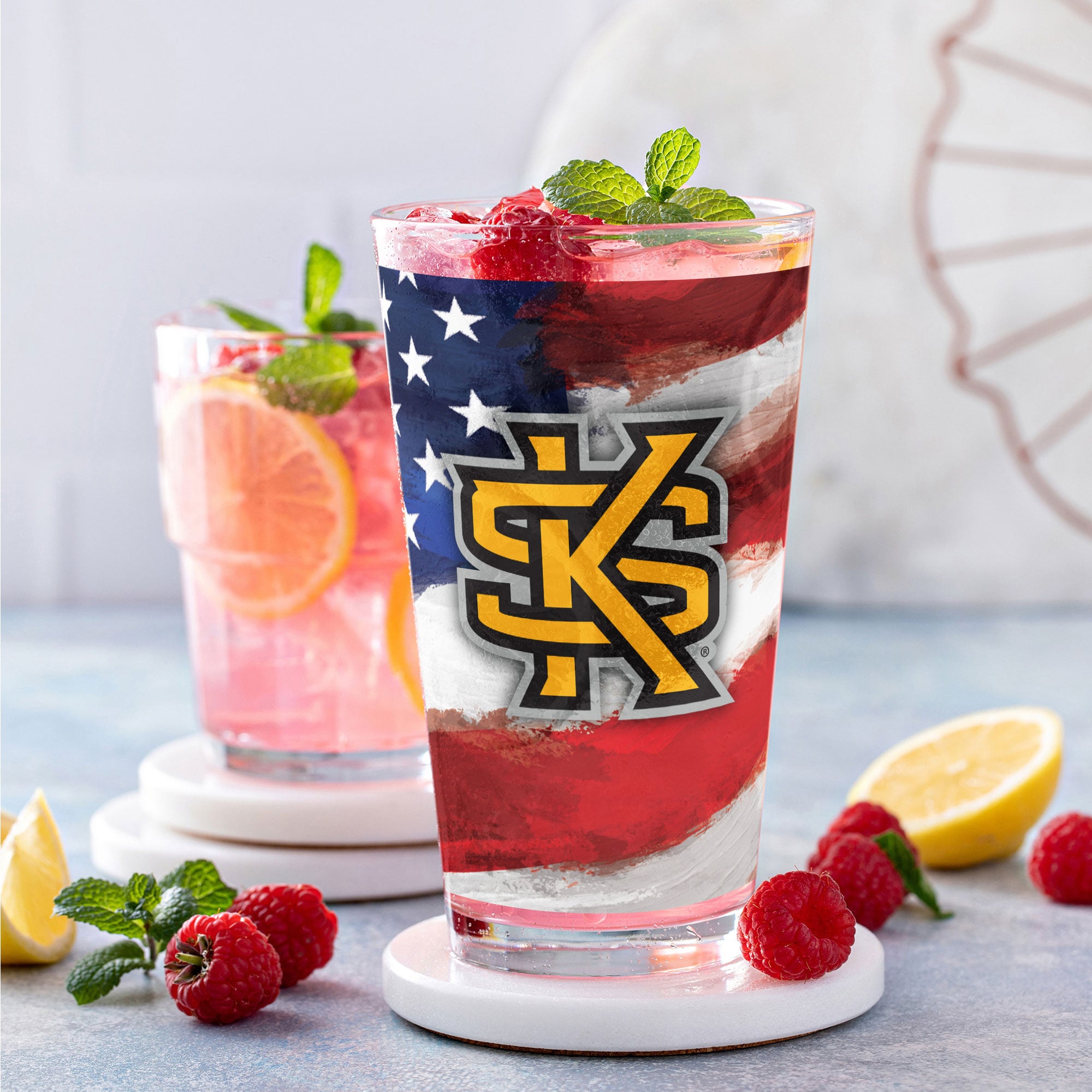 Ensemble de deux verres à bière de style américain Kennesaw State Owls de 473 ml (16 oz).