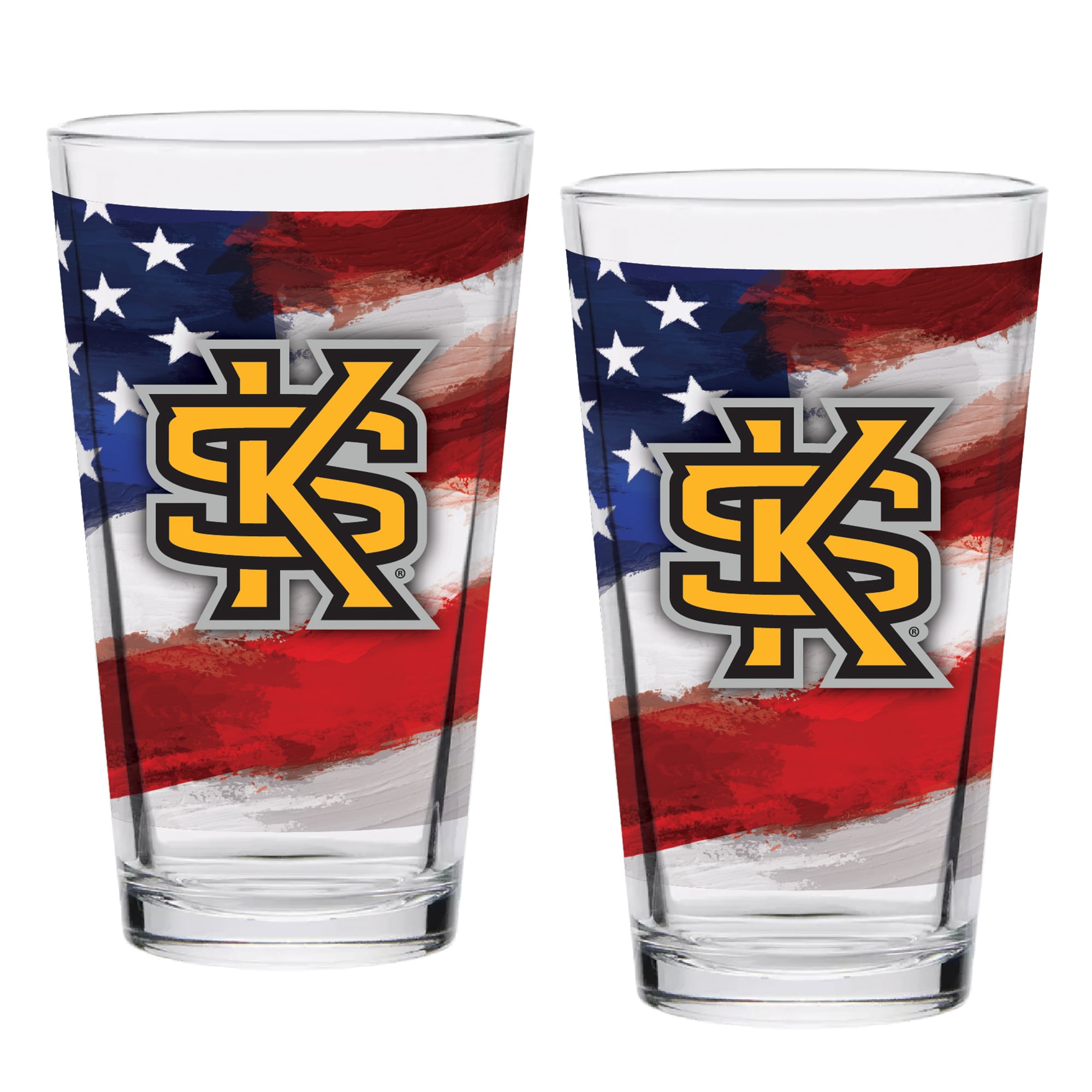 Ensemble de deux verres à bière de style américain Kennesaw State Owls de 473 ml (16 oz).