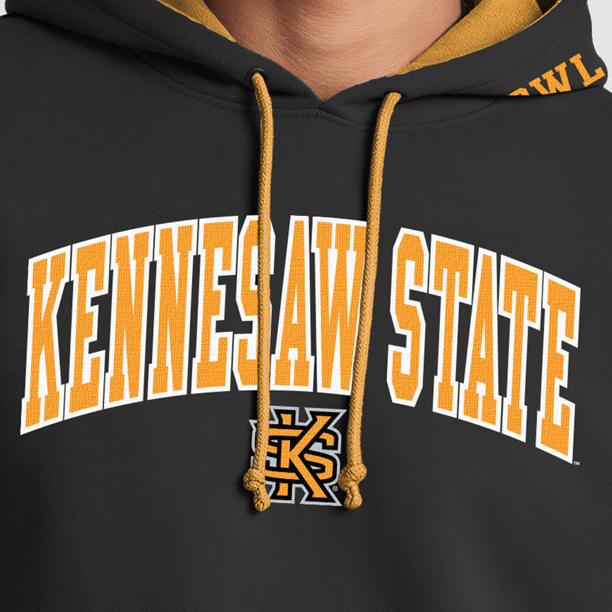 Sweat à capuche contrasté Champion noir et or Kennesaw State Owls pour homme