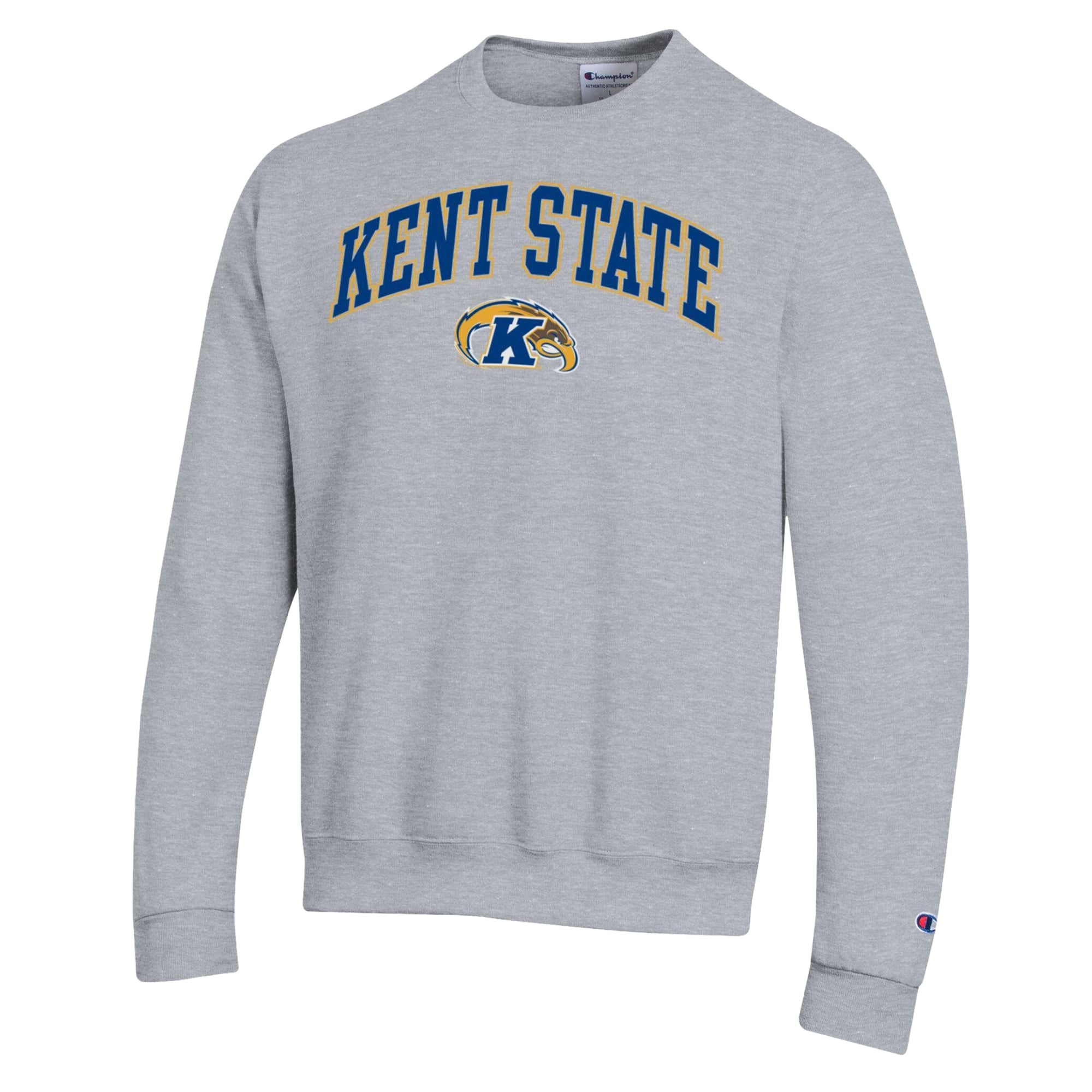 Sweat-shirt Champion pour homme, gris chiné, Kent State Golden Flashes Arch Powerblend