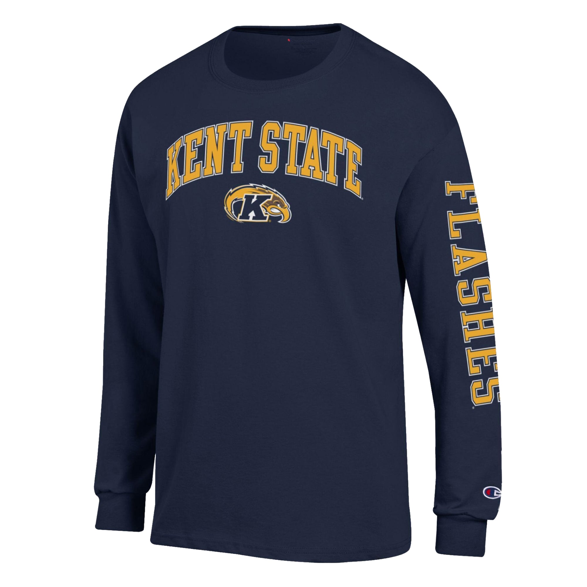 T-shirt à manches longues Champion bleu marine Kent State Golden Flashes avec logo en forme d'arche