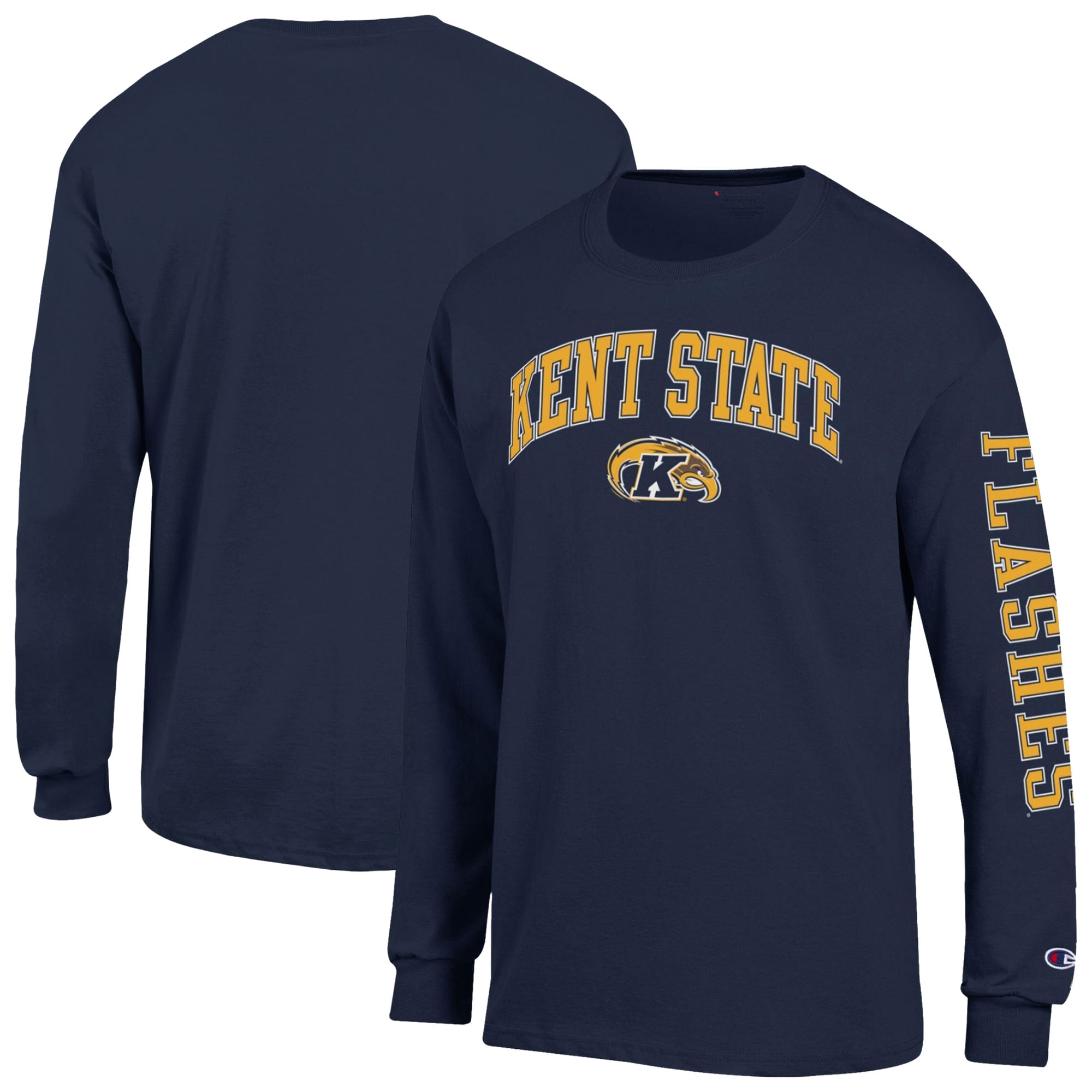 T-shirt à manches longues Champion bleu marine Kent State Golden Flashes avec logo en forme d'arche