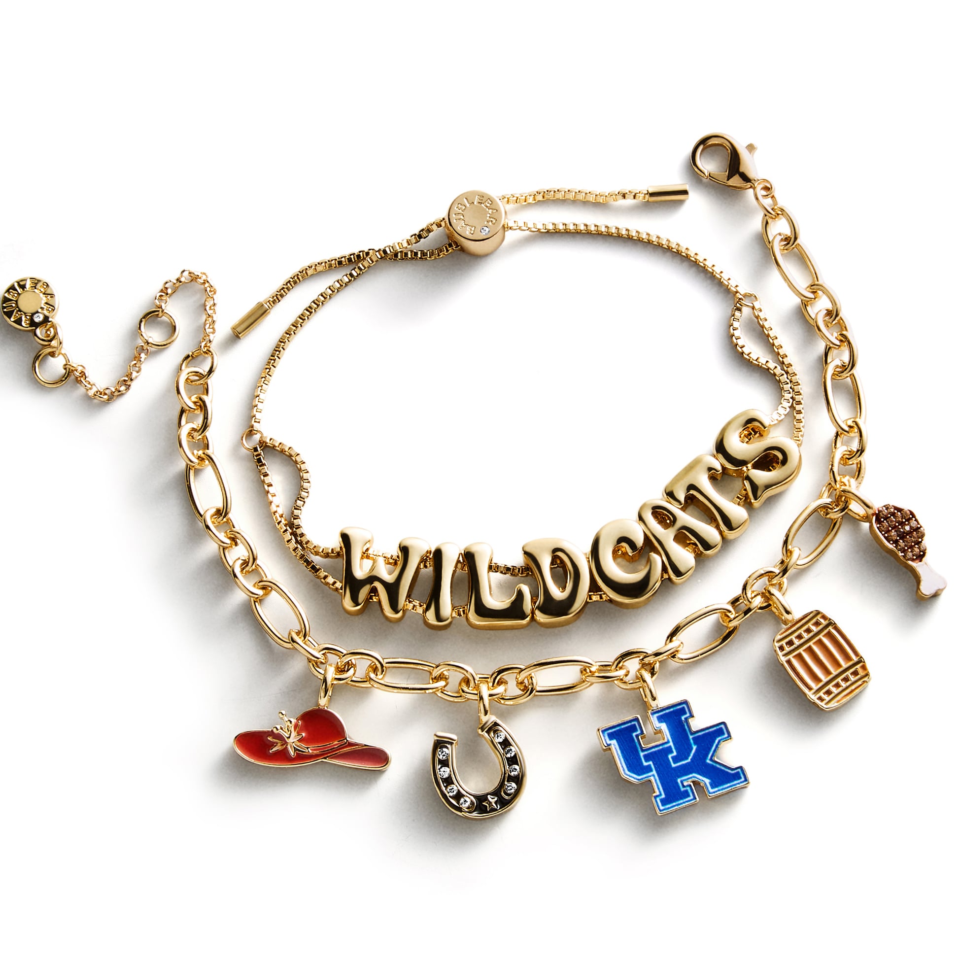 Ensemble de deux bracelets BaubleBar Kentucky Wildcats avec breloques délicates et slogan