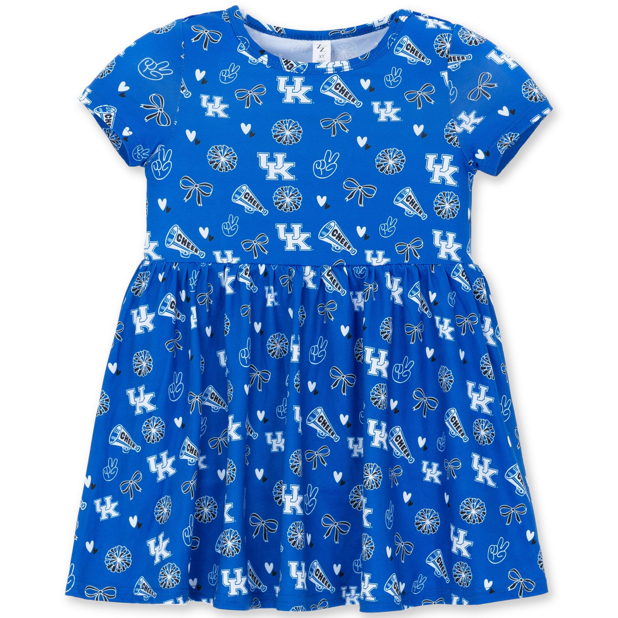 Girls Toddler ZooZatz Royal Kentucky Wildcats All-Over Print Short Sleeve Dress