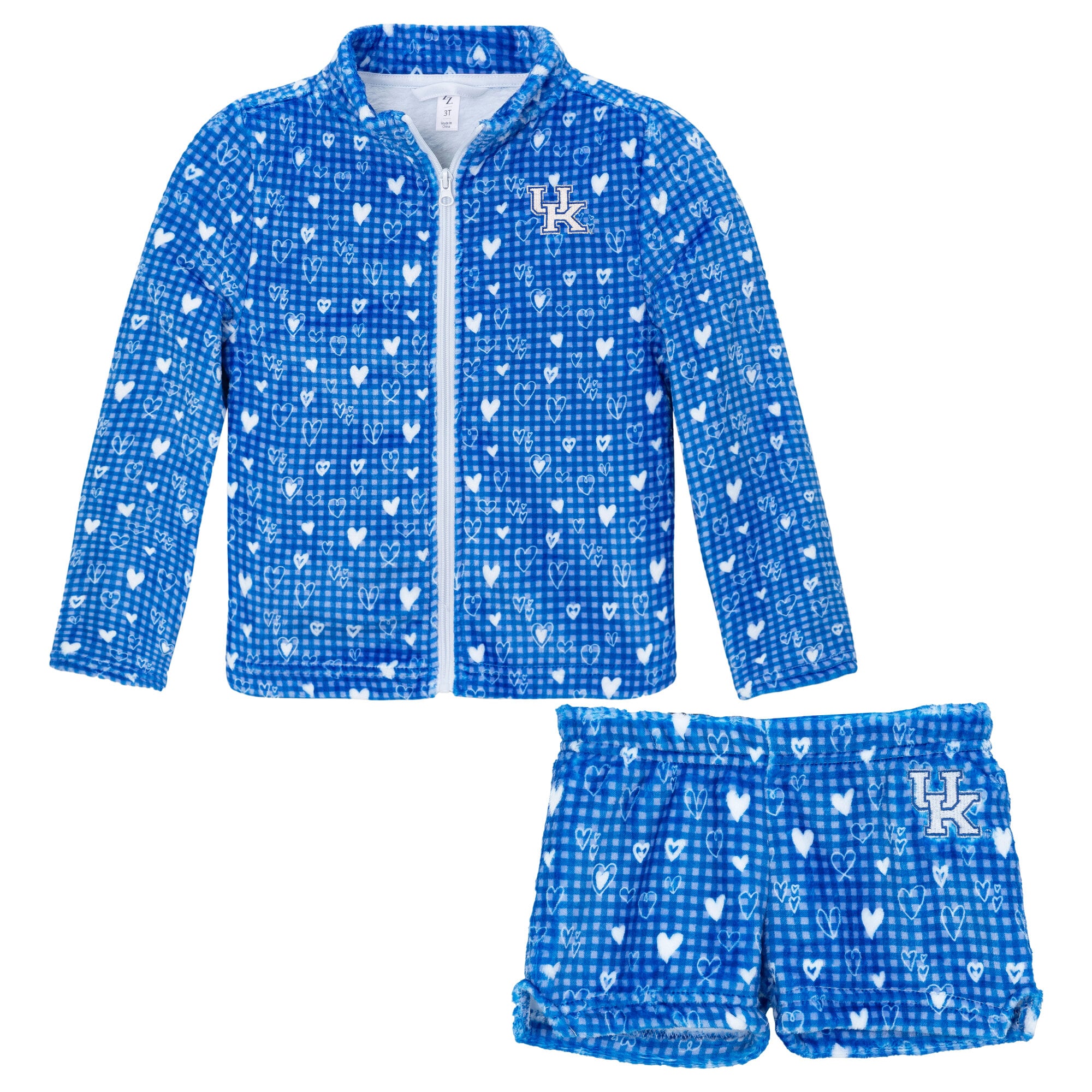 Ensemble veste et short en peluche à carreaux cœur ZooZatz Royal Kentucky Wildcats pour petites filles