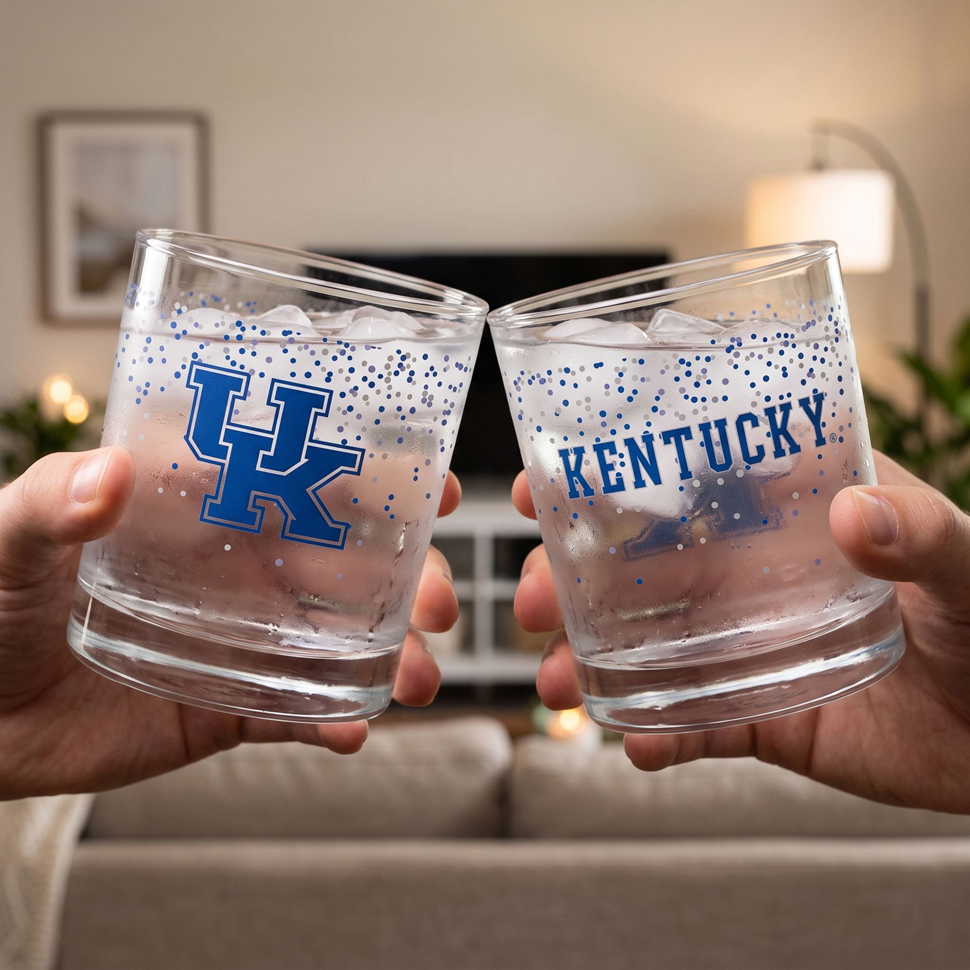 Ensemble de 2 verres à whisky Confetti Indigo Falls Kentucky Wildcats