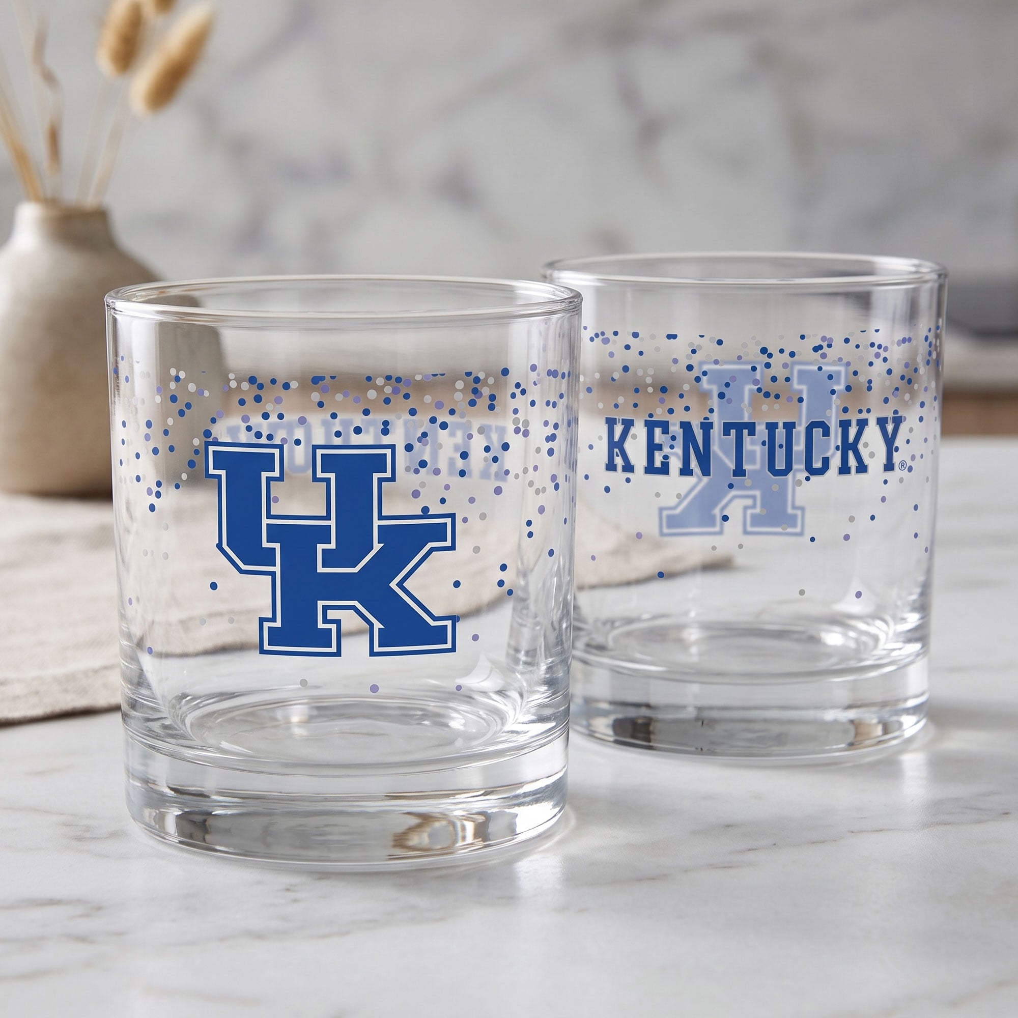 Ensemble de 2 verres à whisky Confetti Indigo Falls Kentucky Wildcats