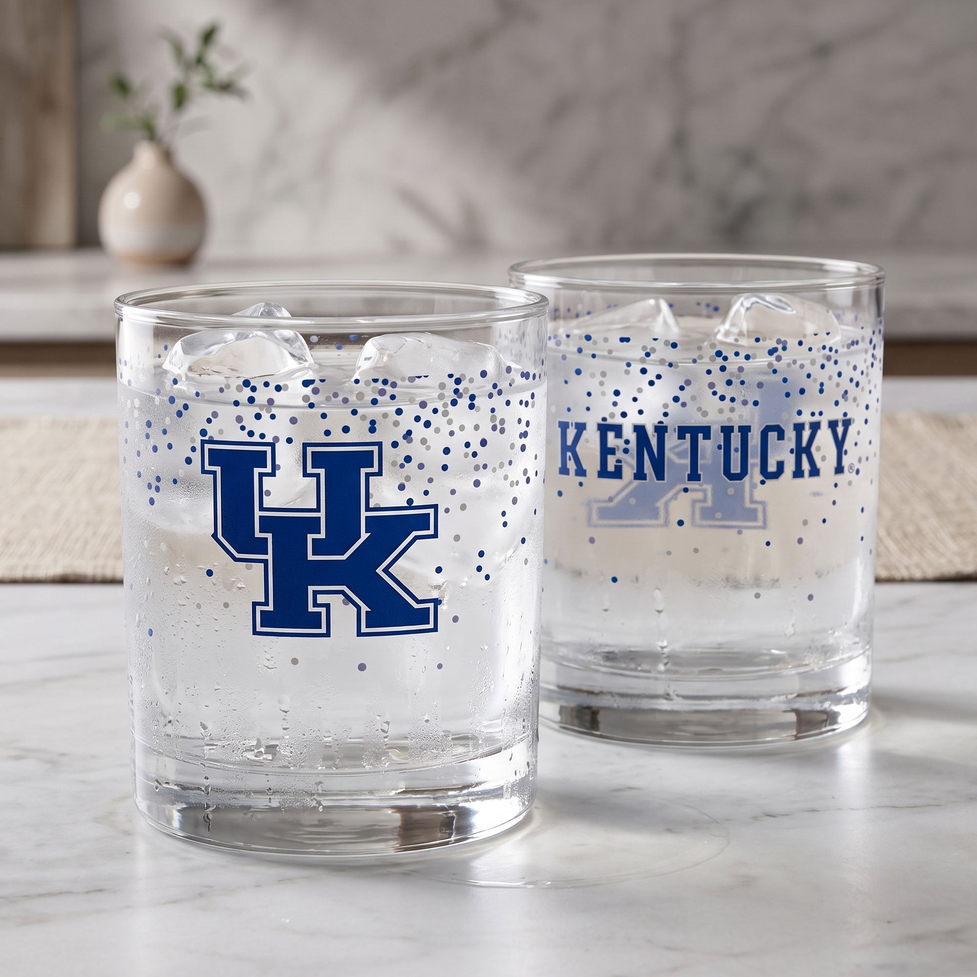 Ensemble de 2 verres à whisky Confetti Indigo Falls Kentucky Wildcats
