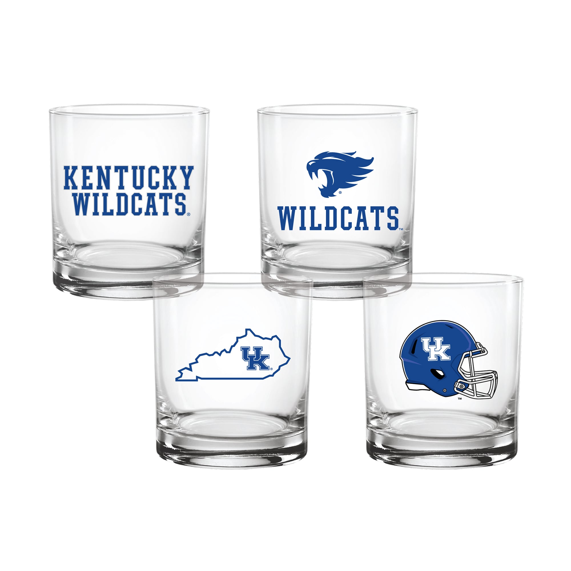 Coffret de 4 verres à whisky de collection Indigo Falls Kentucky Wildcats