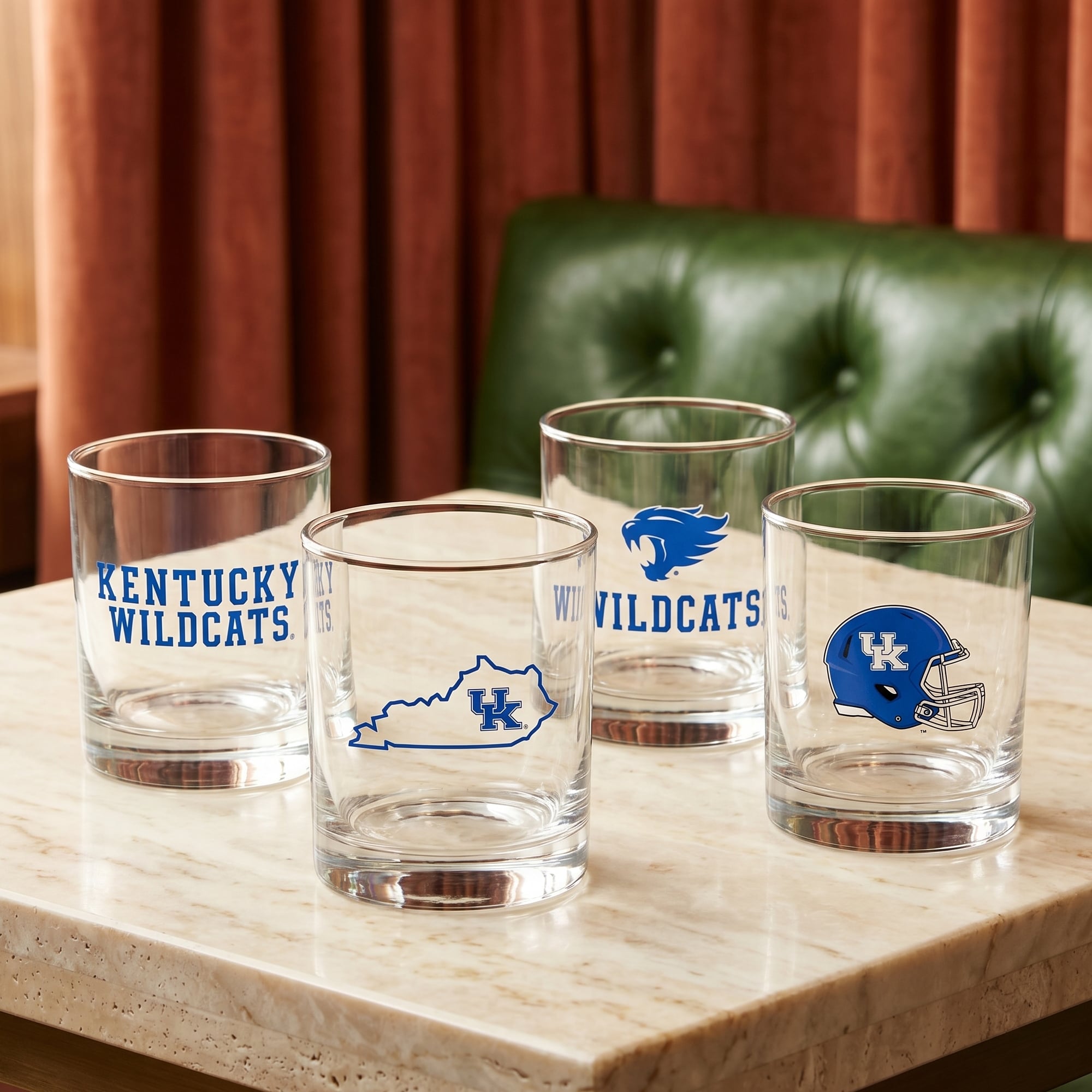 Coffret de 4 verres à whisky de collection Indigo Falls Kentucky Wildcats