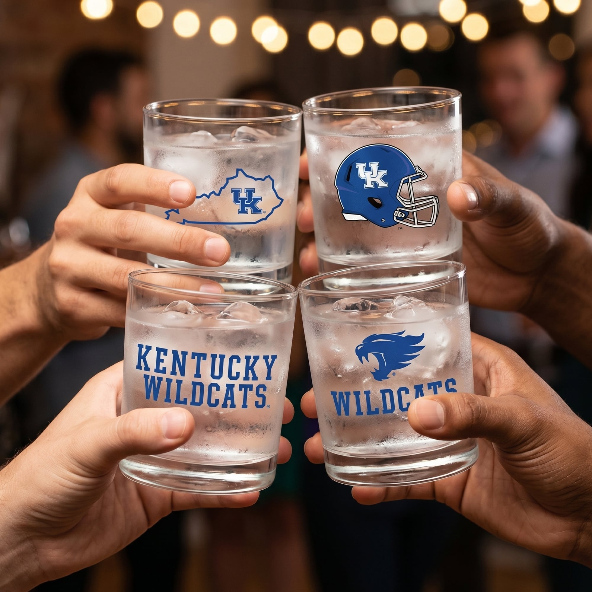 Coffret de 4 verres à whisky de collection Indigo Falls Kentucky Wildcats